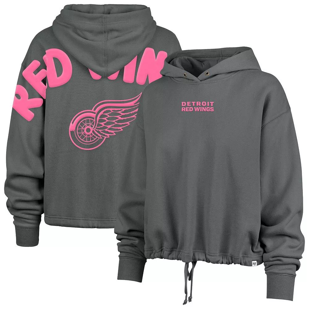 Women's '47 Gray Detroit Red Wings Bright Side Venice Cropped Pullover Hoodie,  Product Image