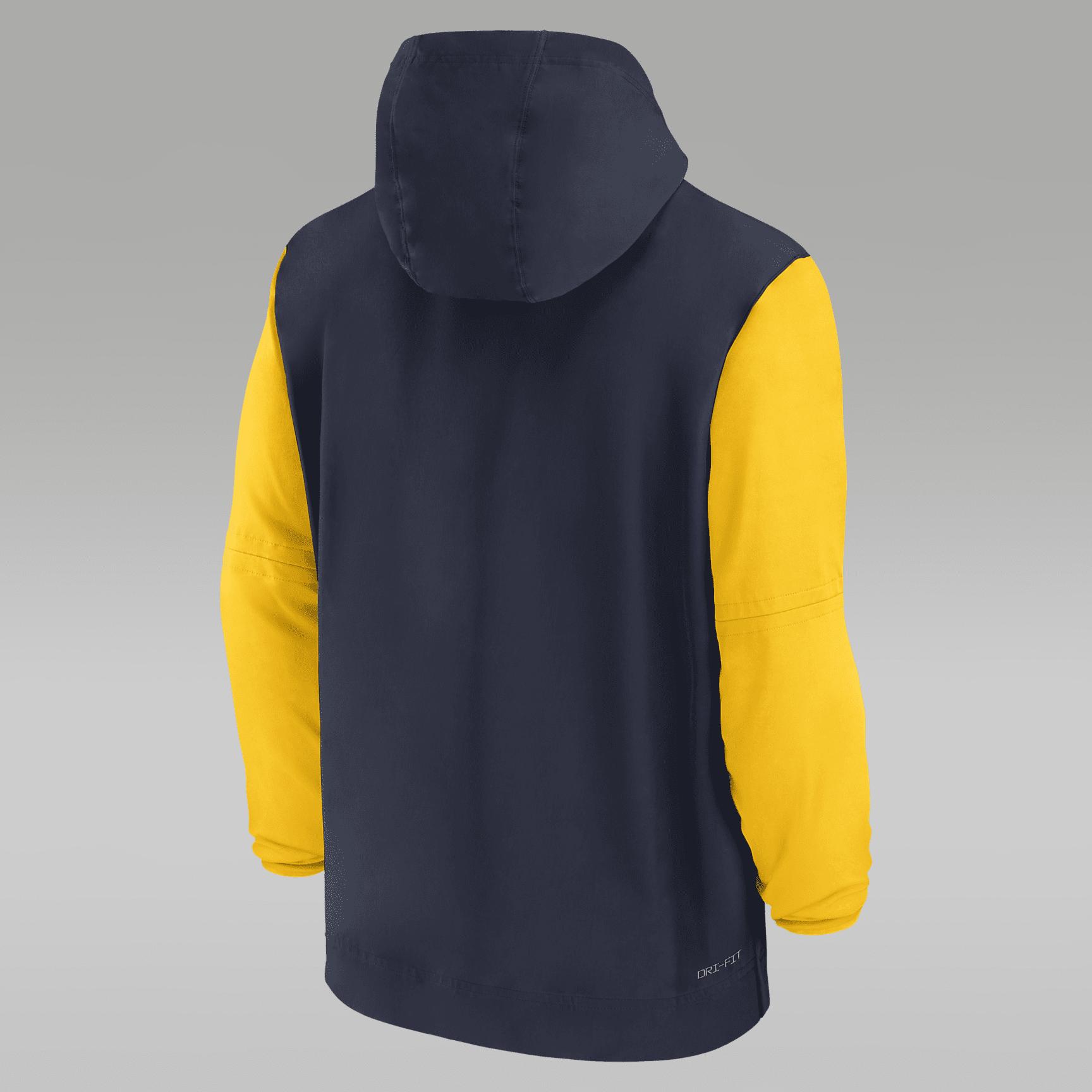 Michigan Wolverines Sideline Pre-Game Player Men's Jordan College 1/2-Zip Hooded Jacket Product Image