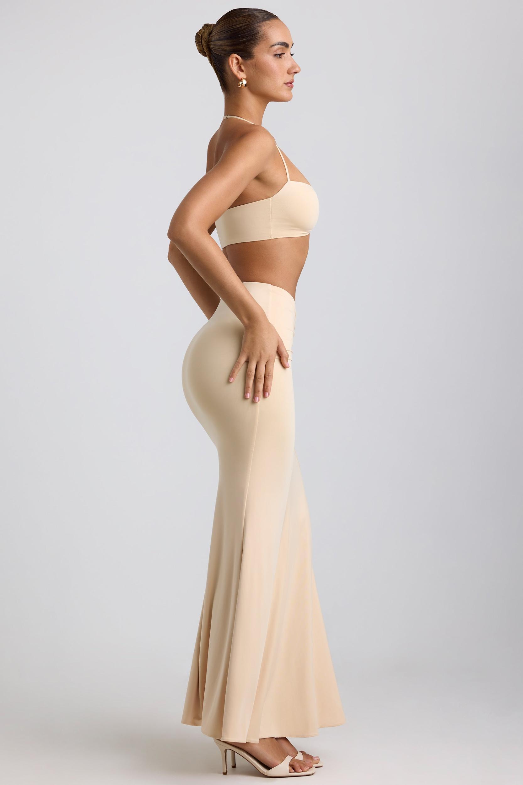 Slinky Jersey Hardware Detail Maxi Skirt in Buttercream Product Image