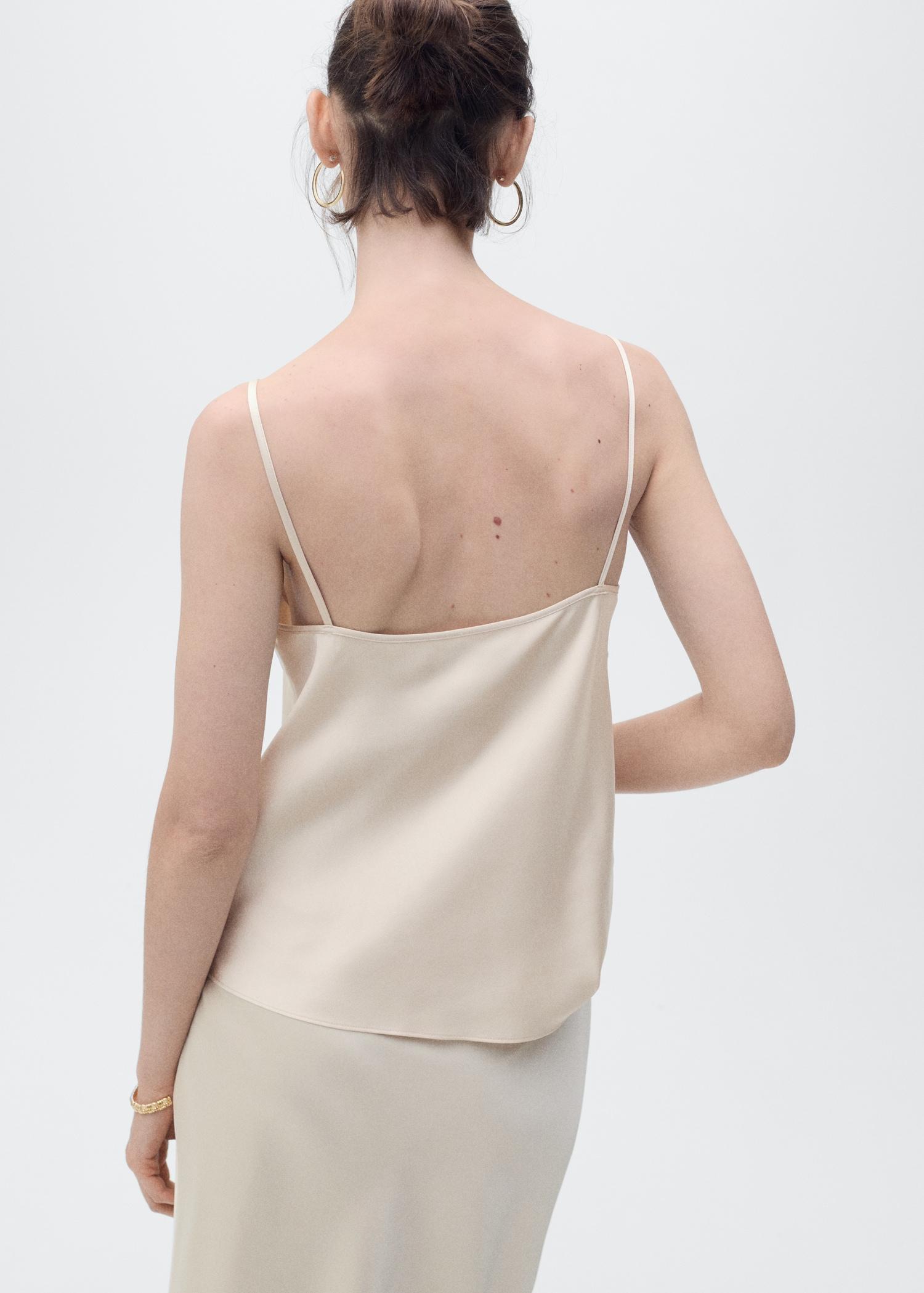 Satin top with draped neckline - Women | MANGO USA Product Image