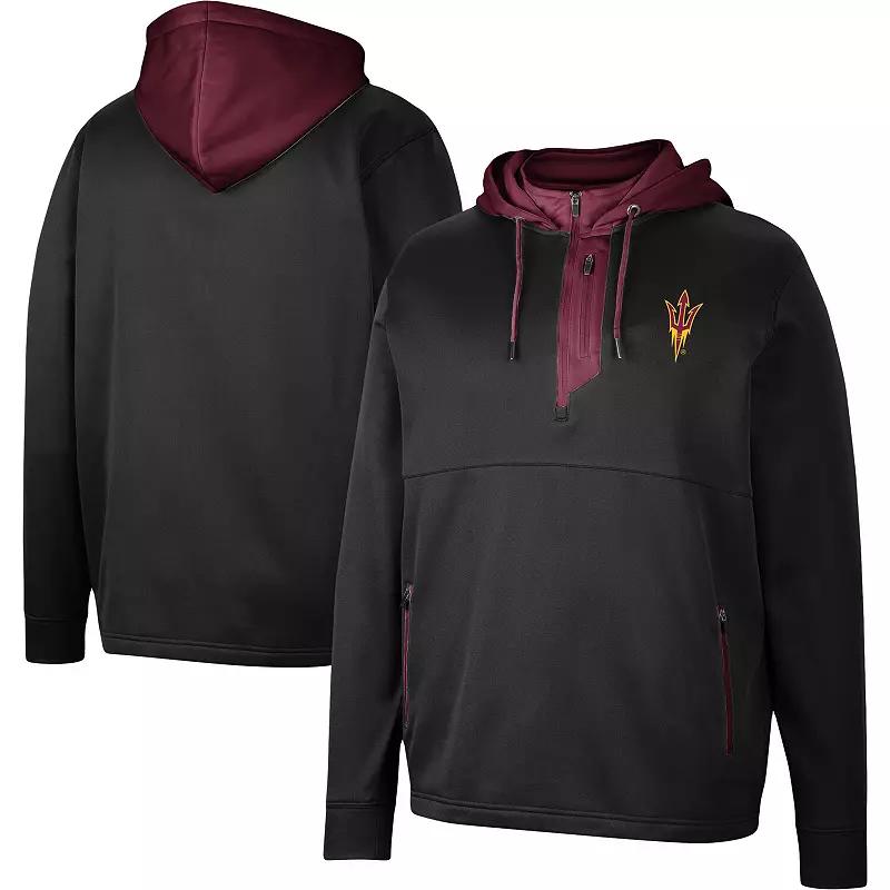 Men's Colosseum Black Arizona State Sun Devils Luge 3.0 Quarter-Zip Hoodie, Size: Large Product Image