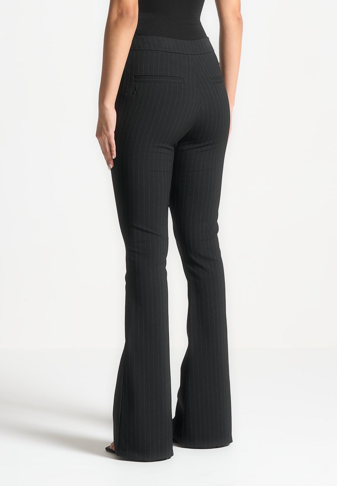 Pinstripe Fit and Flare Leggings - Black Female Product Image