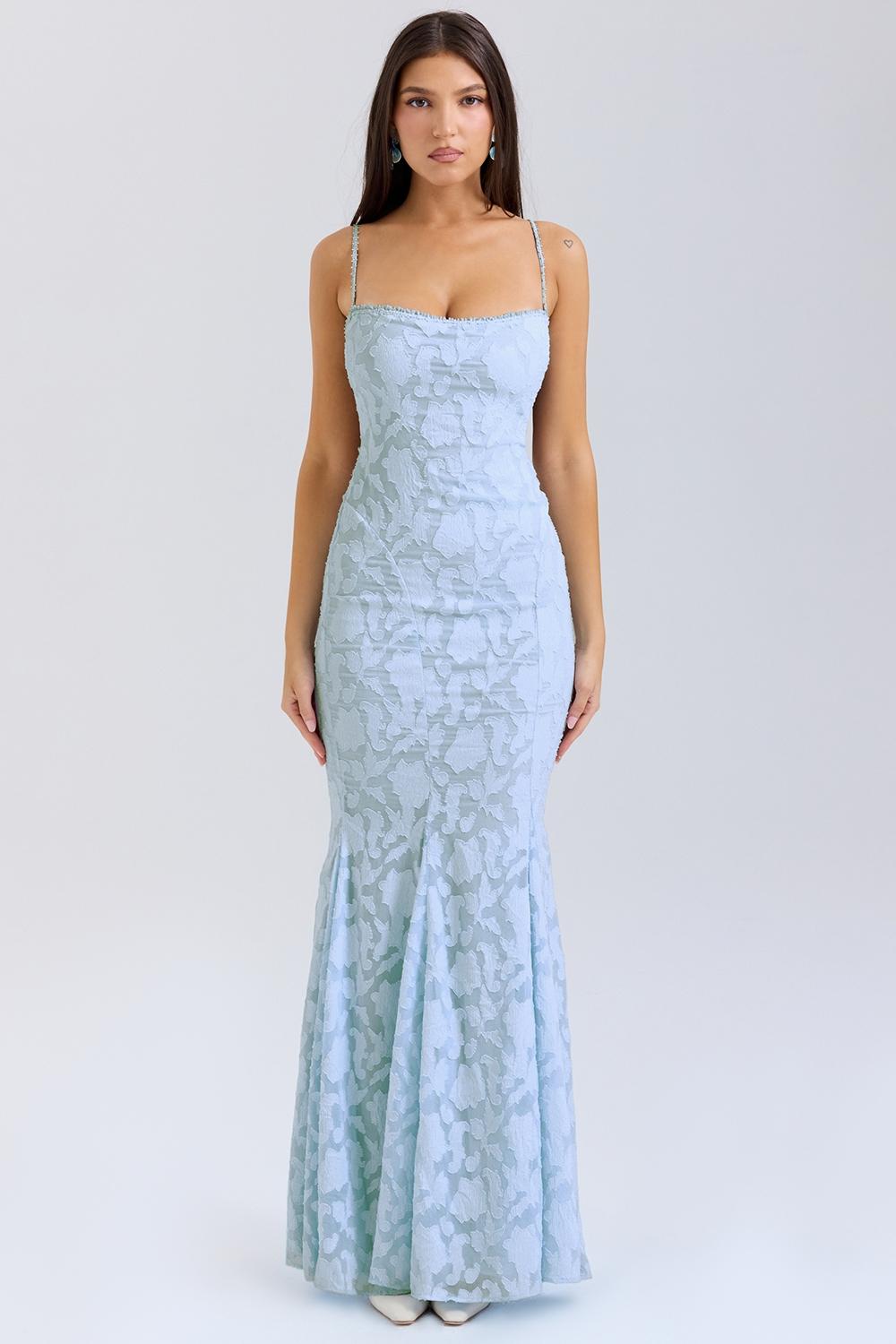 Joan  bluebell lace up back maxi dress Product Image