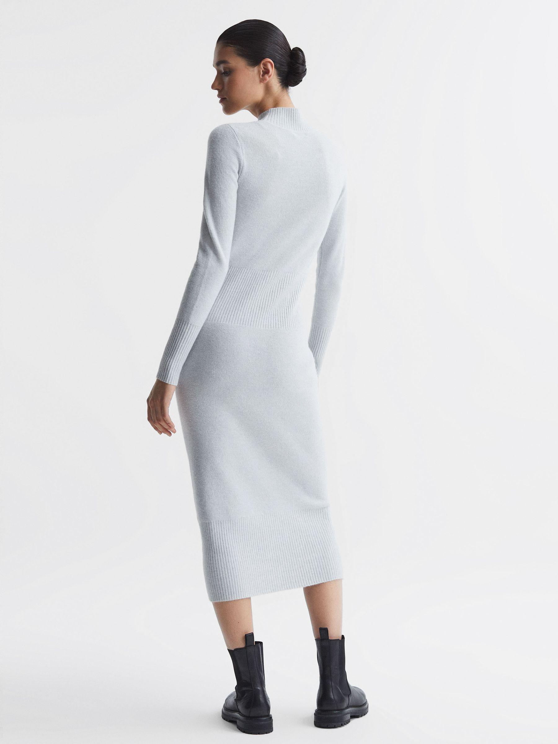 Knitted Bodycon Midi Dress in Grey Product Image