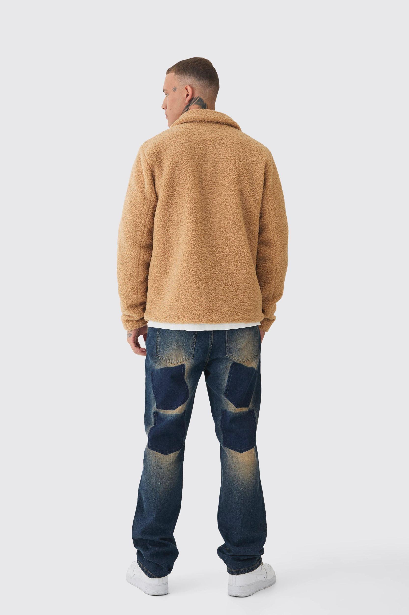 Tall Extreme Patchwork Double Layered Flared Jeans | boohooMAN USA Product Image
