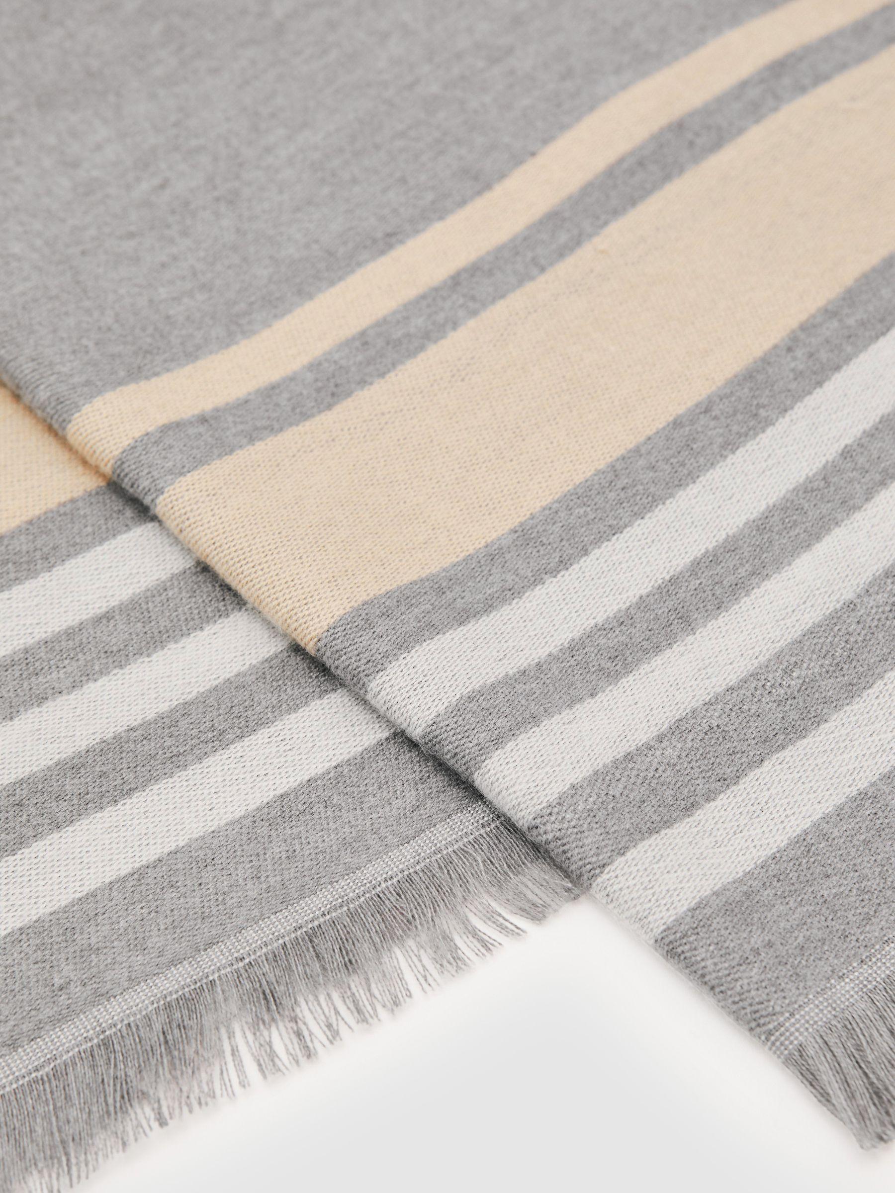 Border Stripe Fringed Scarf in Grey Product Image