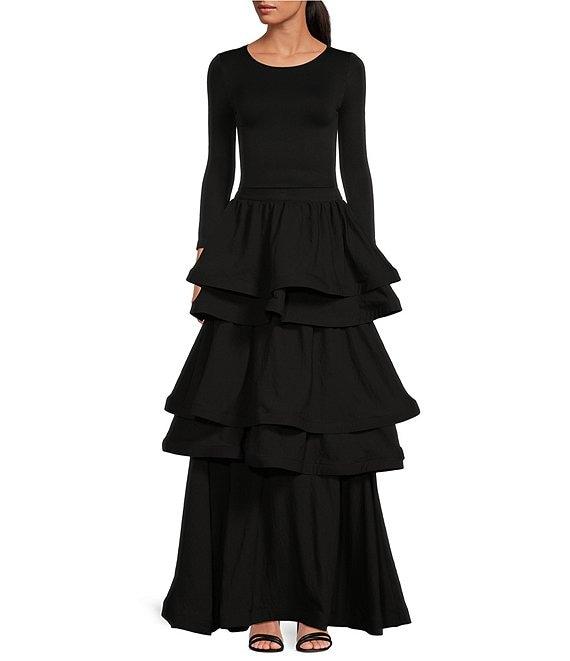 Buru Crew Neck 3/4 Sleeve Fitted Top Product Image