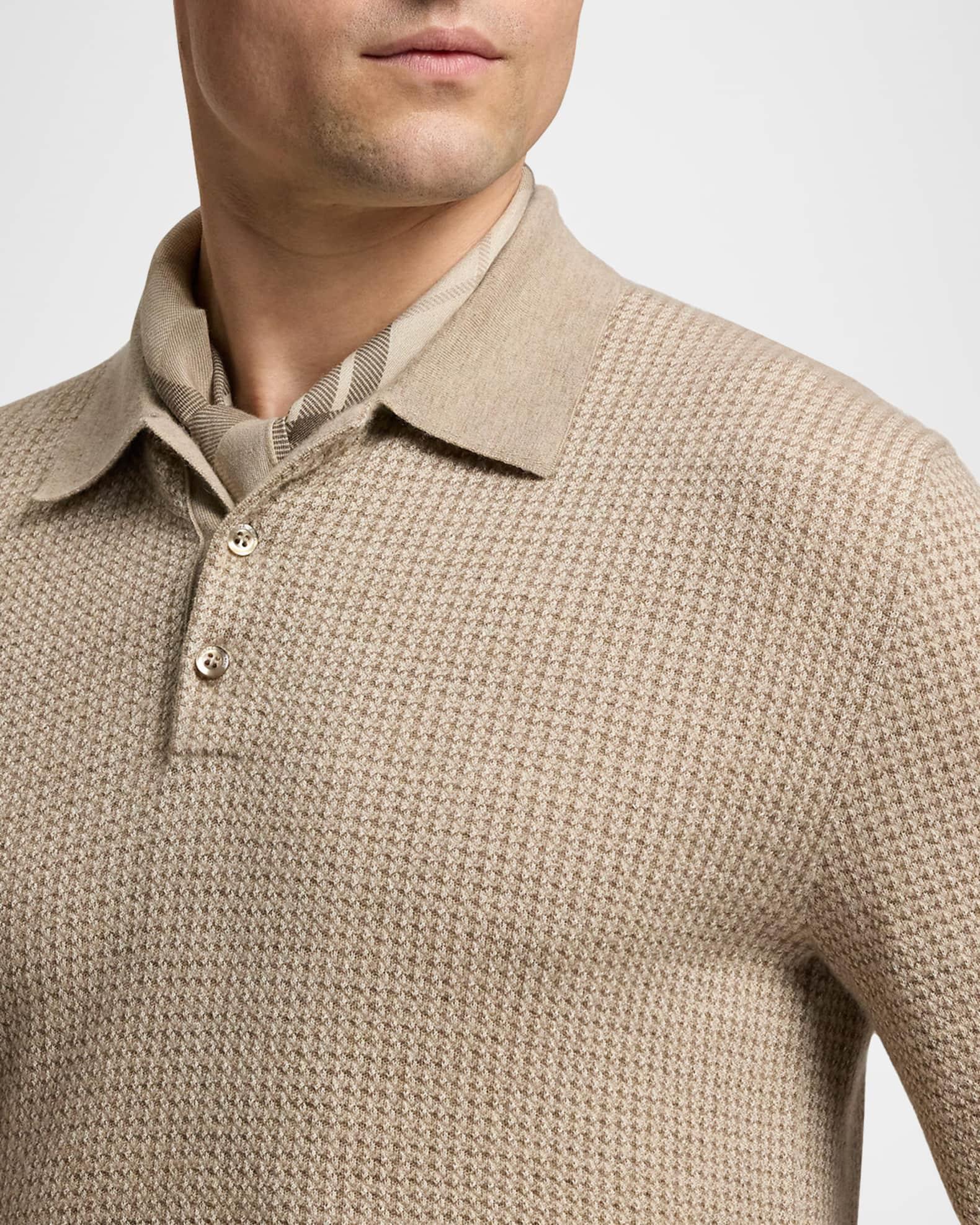 Men's Cashmere Waffle Knit Polo Sweater Product Image