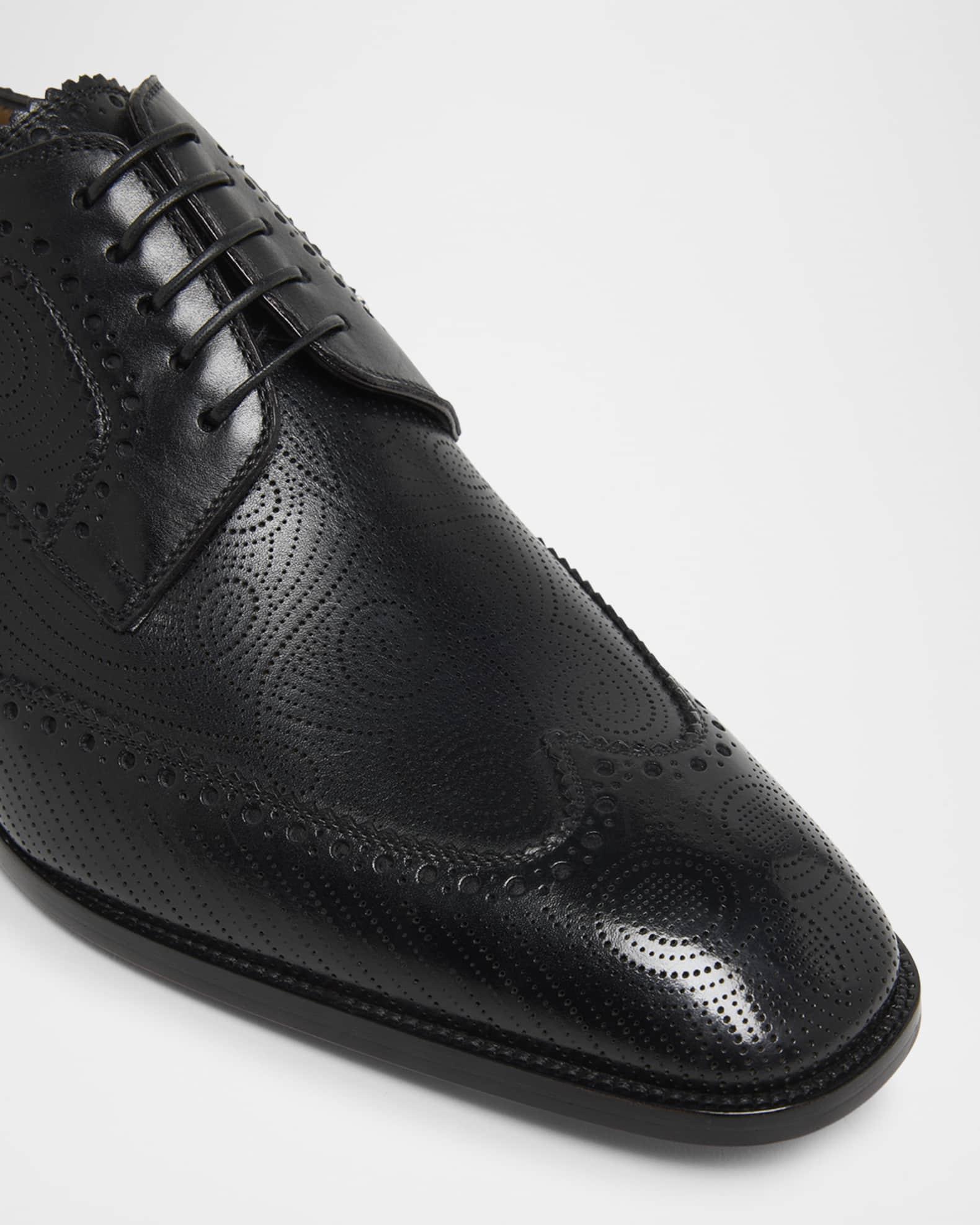 Men's Grave Patterned Leather Derby Shoes Product Image