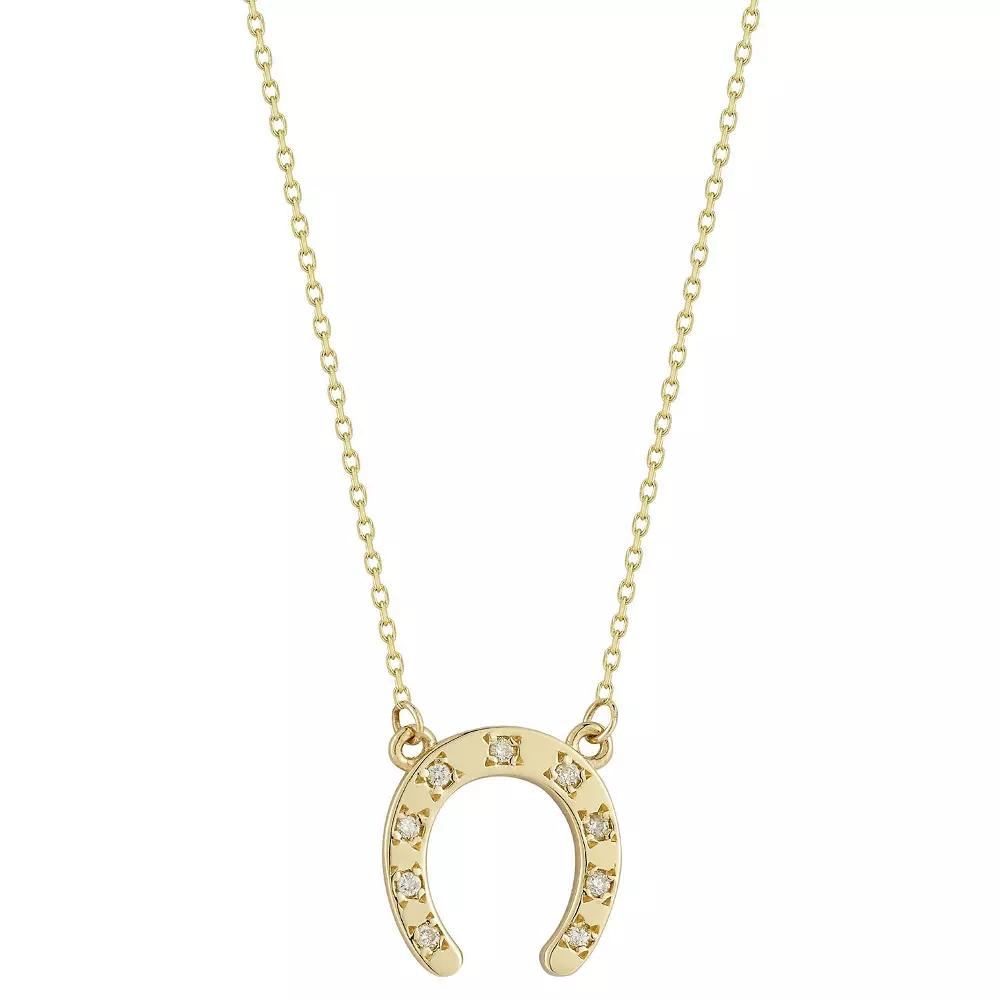 LUMINOR GOLD 14k Gold Diamond Accent Horseshoe Pendant Necklace, Women's, Size: 17" Product Image