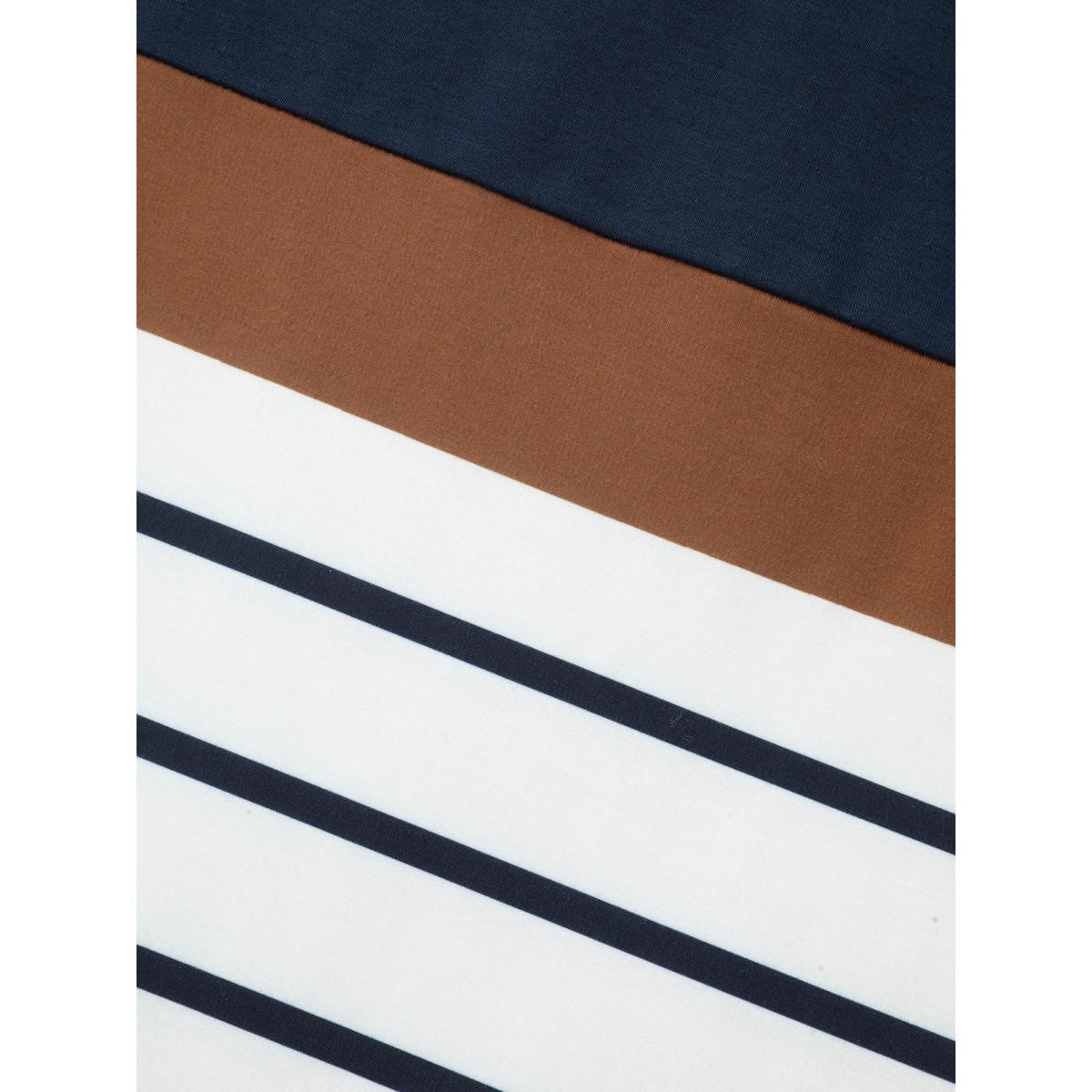 Plus Size Striped Contrast Round Neck Sweatshirt Women Midnight Casual Contrast Loose Round Neck Everyday Sweatshirts BloomChic 10/M Product Image