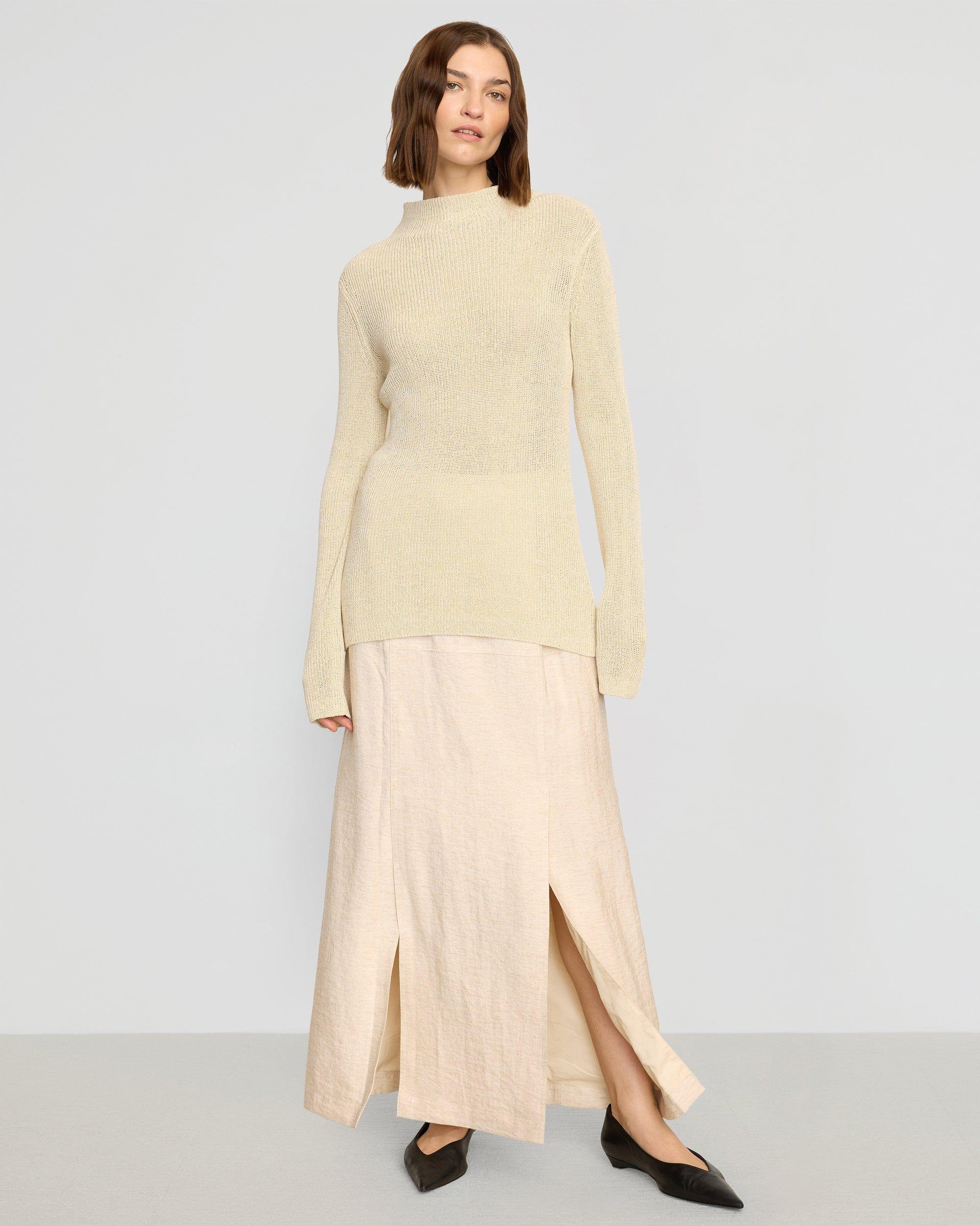 Ranni Front-Vent Linen-Blend Skirt Product Image