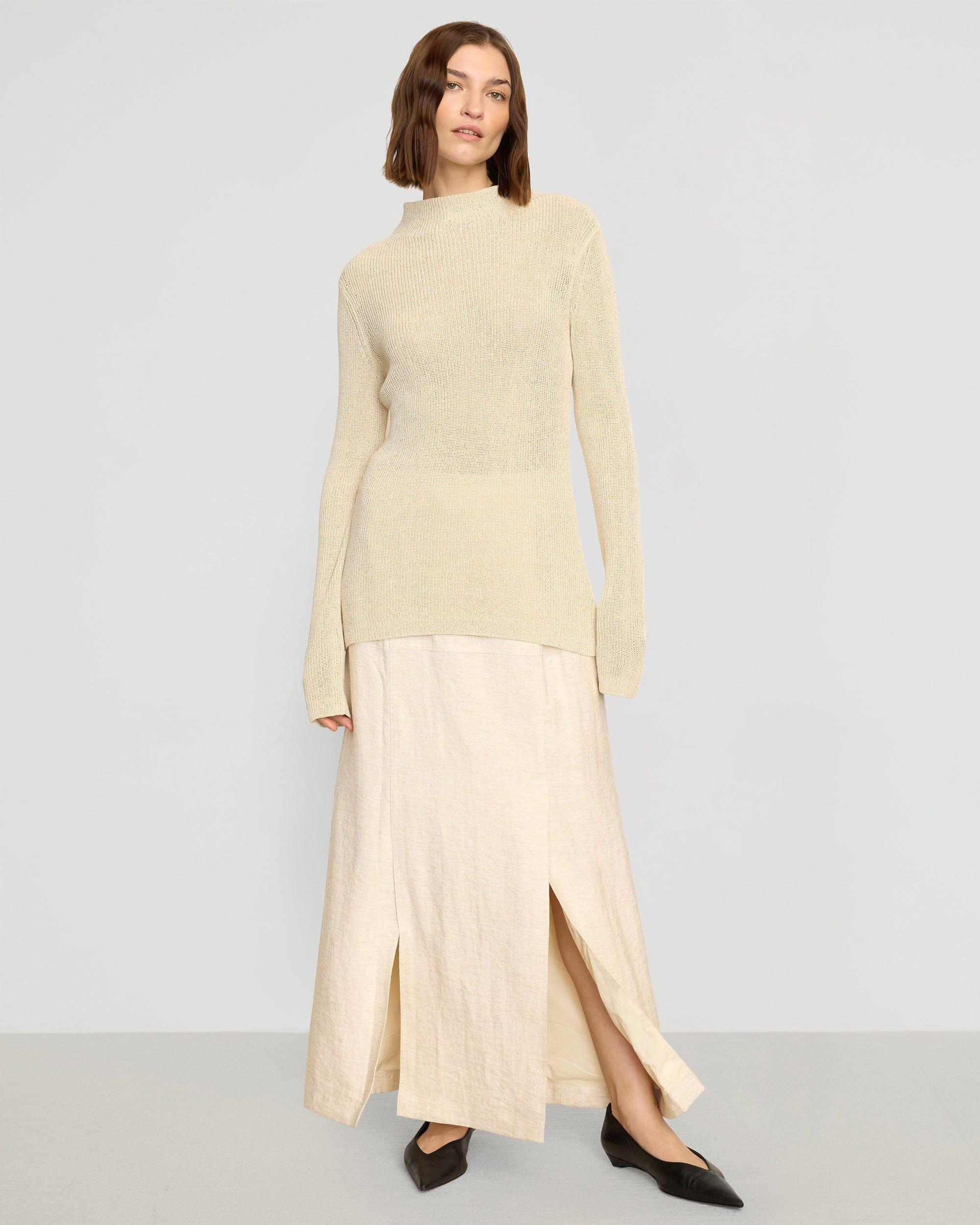 Ranni Front-Vent Linen-Blend Skirt Product Image