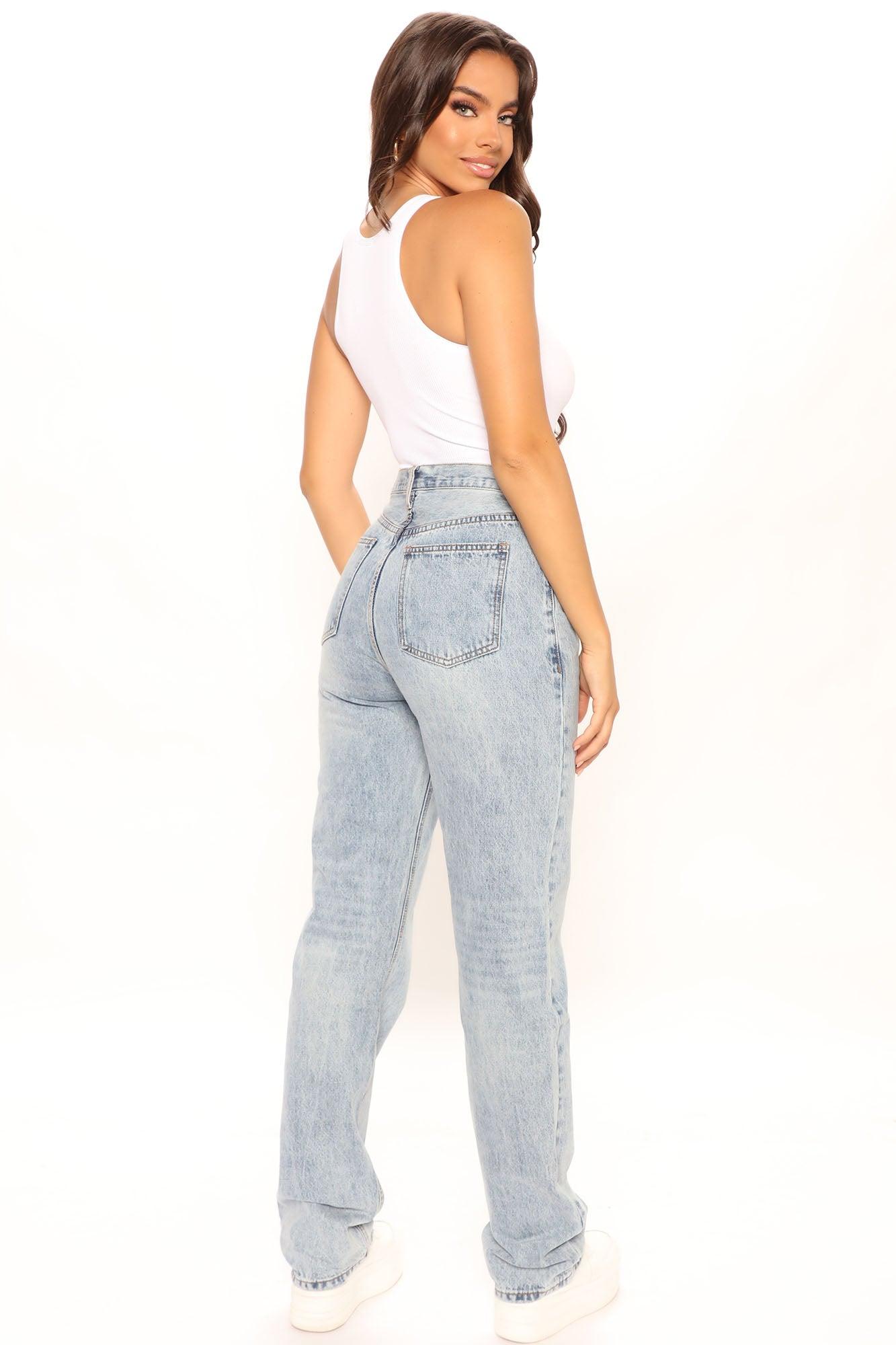 Tall Crossover Straight Leg Jeans - Light Blue Wash Product Image