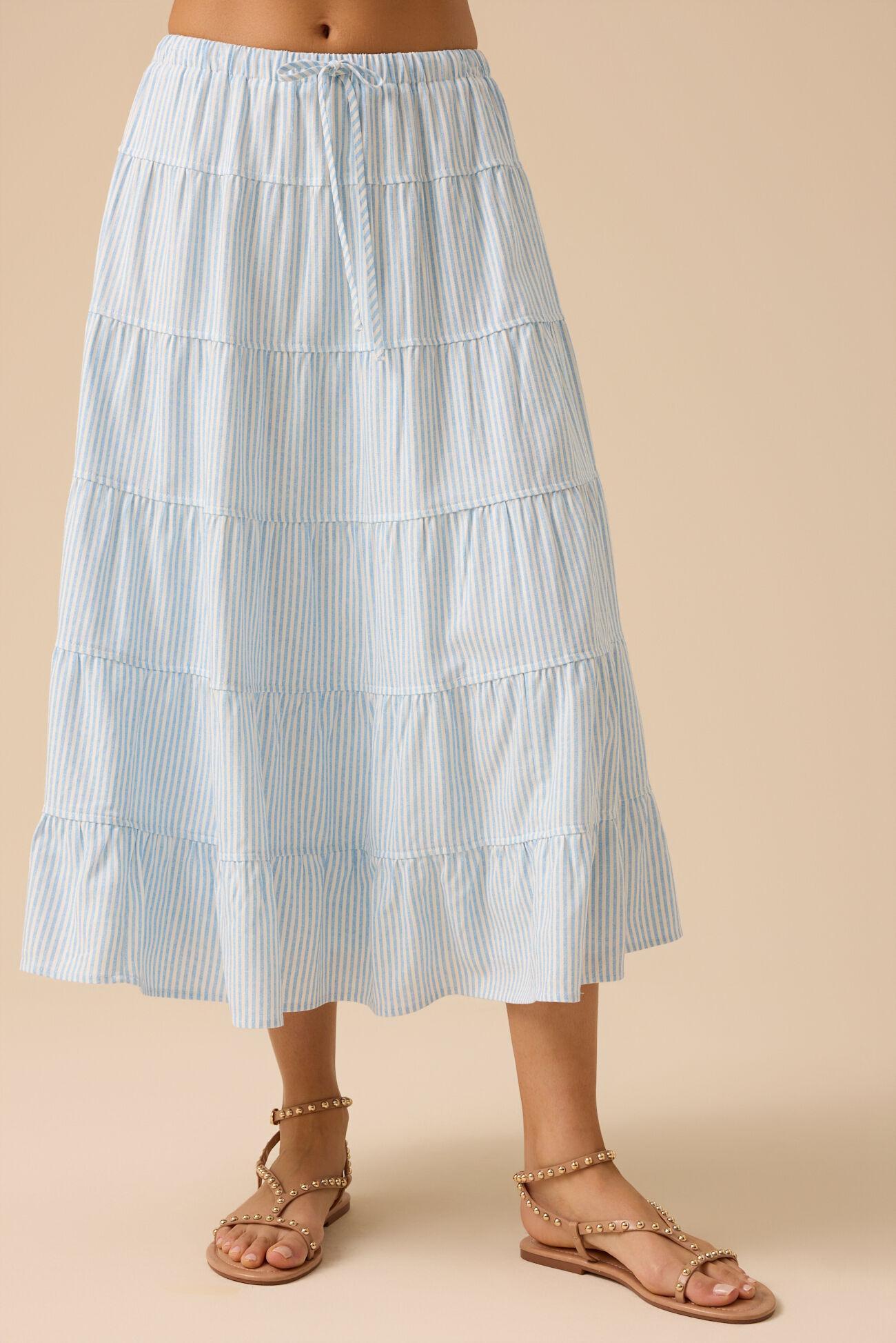 Lucy Striped Linen Skirt Product Image
