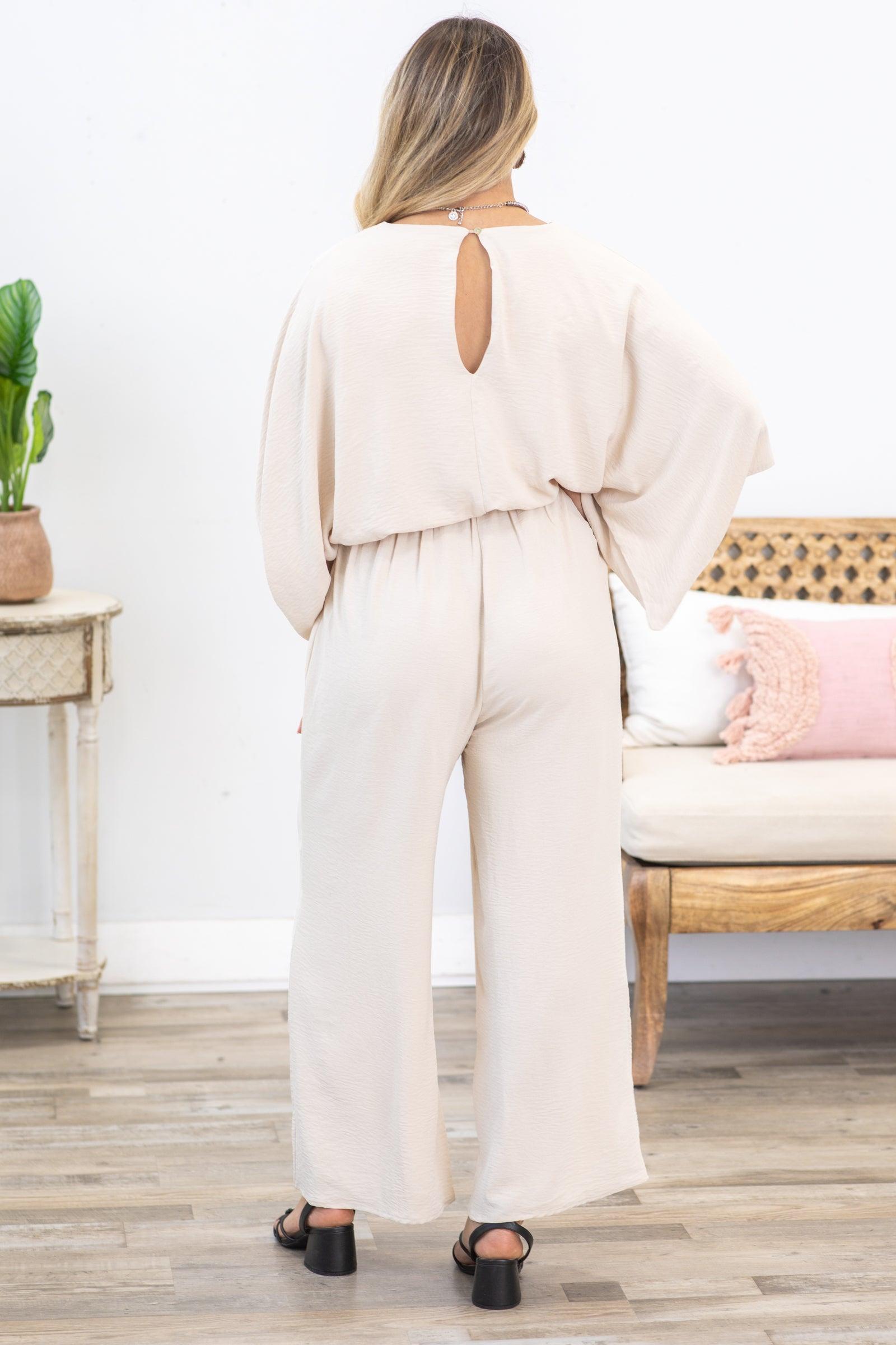 Beige Dolman Sleeve Woven Jumpsuit Product Image