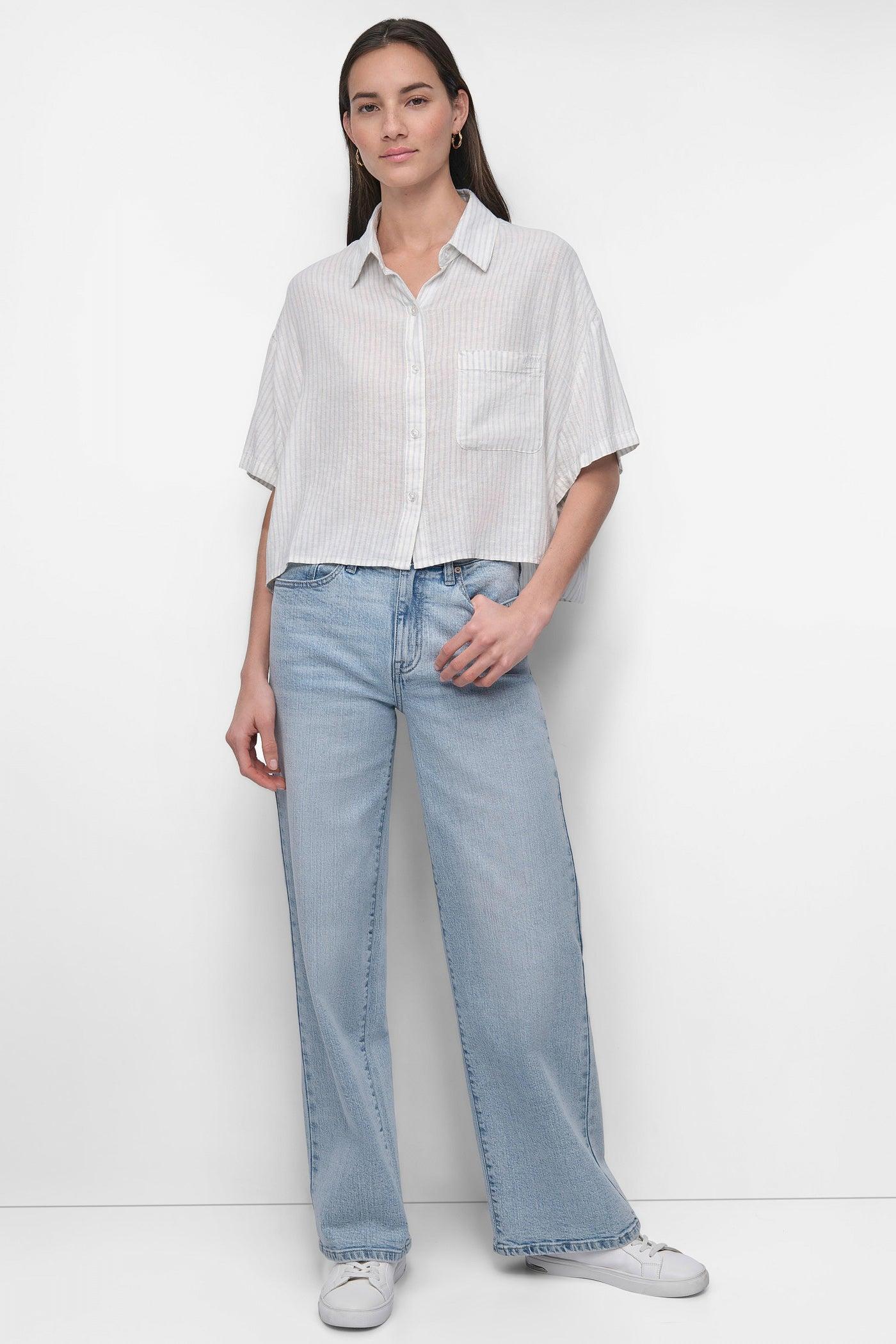 CROPPED LINEN-BLEND SHIRT Product Image