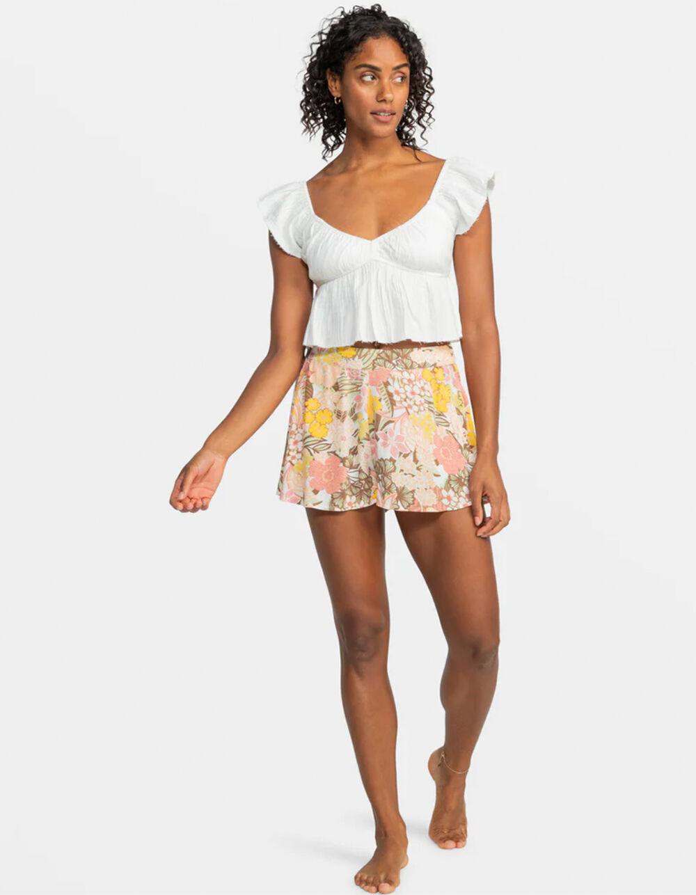 ROXY Brisa Flutter Sleeve Womens Crop Top - WHITE Product Image