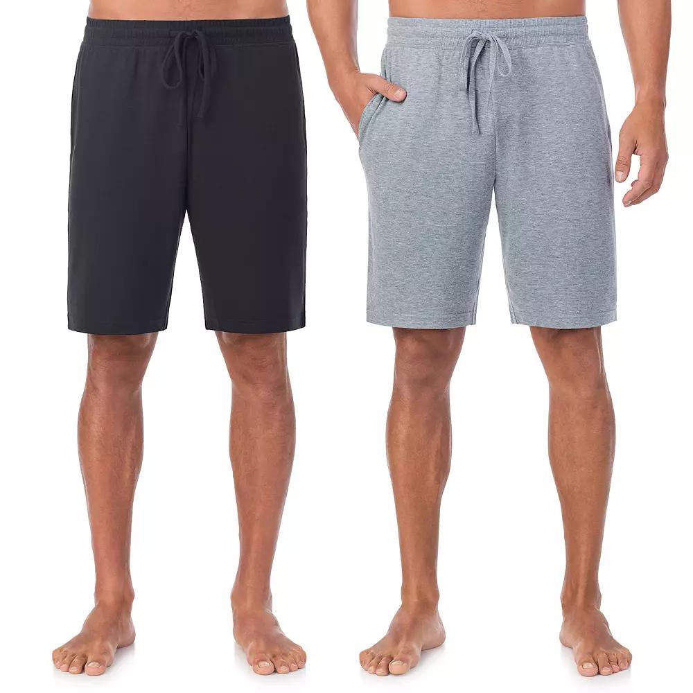 Mens Cuddl Duds 2-Pack French Terry Printed Pajama Shorts Set Grey Green Product Image