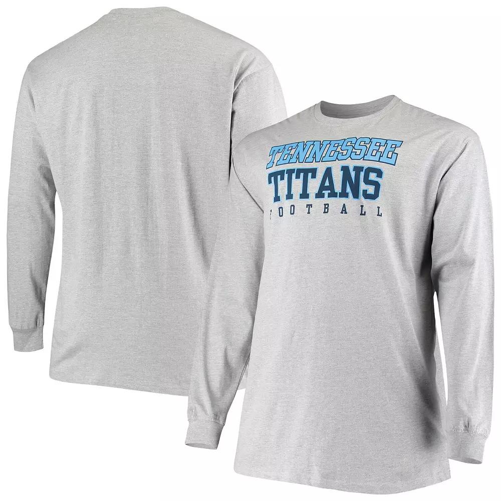 Men's Fanatics Branded Heathered Gray Tennessee Titans Big & Tall Practice Long Sleeve T-Shirt, Size: 4XB, Grey Product Image