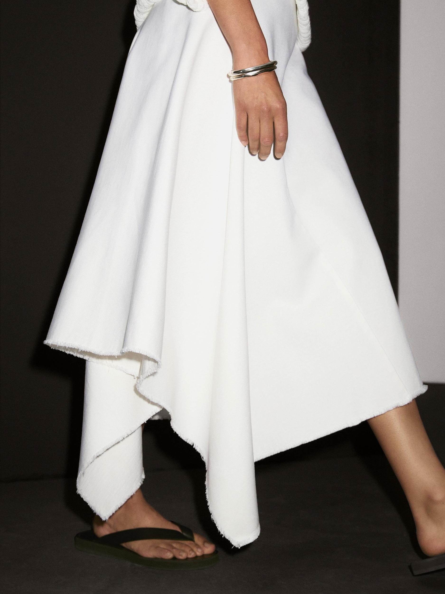 Asymmetric denim midi skirt Product Image