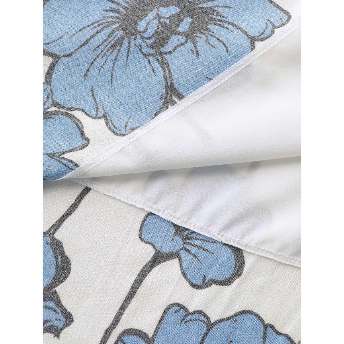 Plus Size Large Floral Print Notched Collar Midi Dress Mediumblue Women Timeless Notched collar Short sleeve Curvy BloomChic 30/6X Product Image