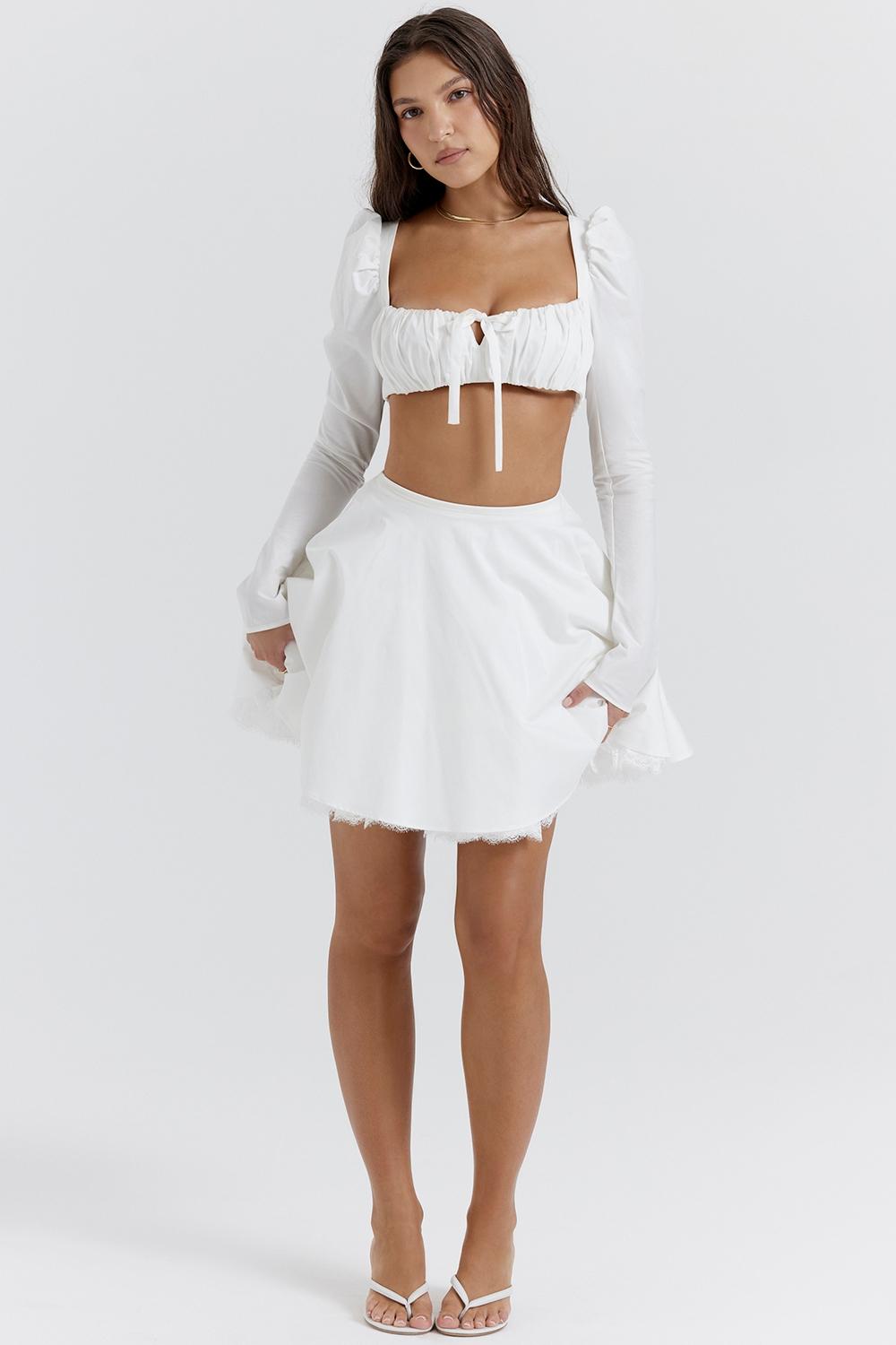 Nahla  white bow mini skirt Product Image
