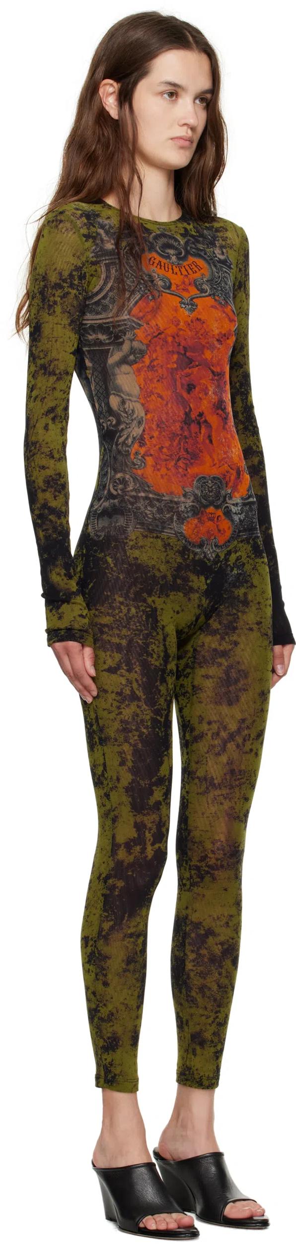 JEAN PAUL GAULTIER Graphic Print Full-length Dress With Long Sleeves In Black Product Image