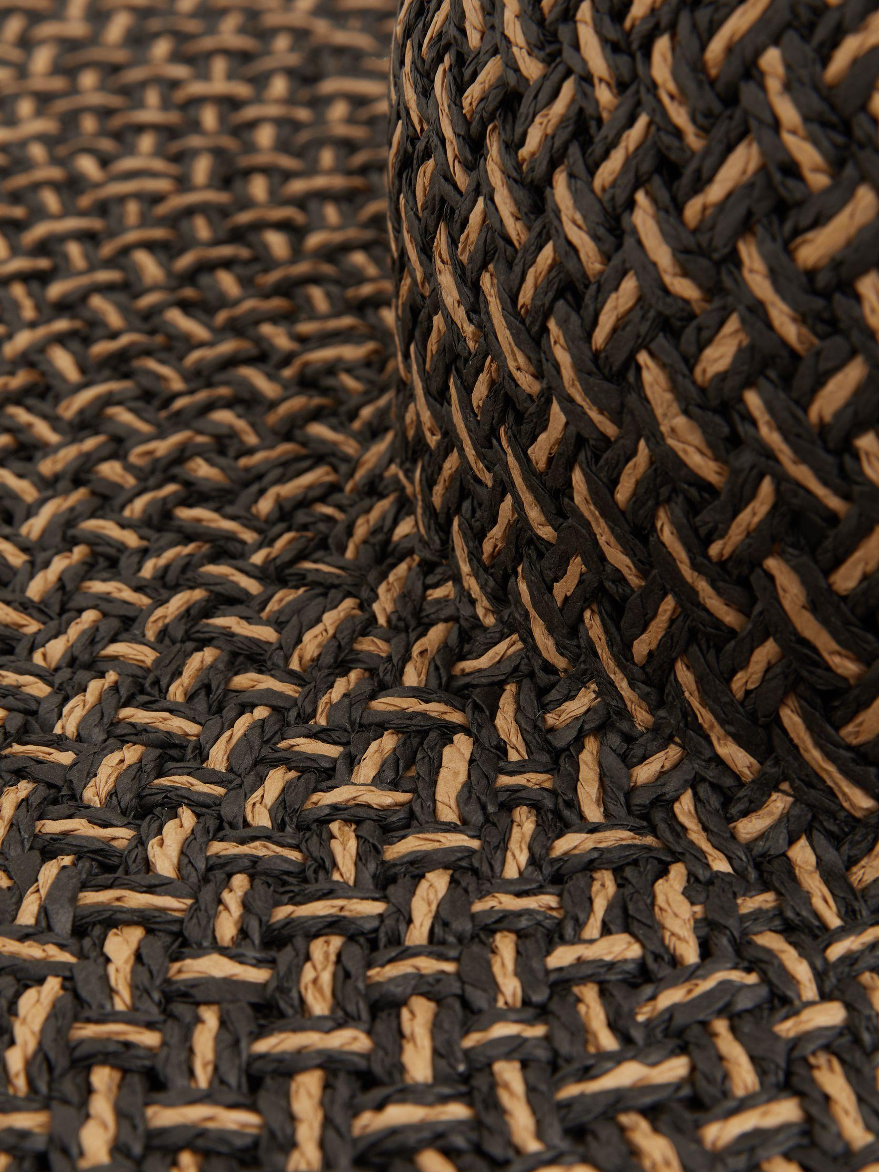 Straw Basket-Weave Sun Hat in Black/Natural Product Image