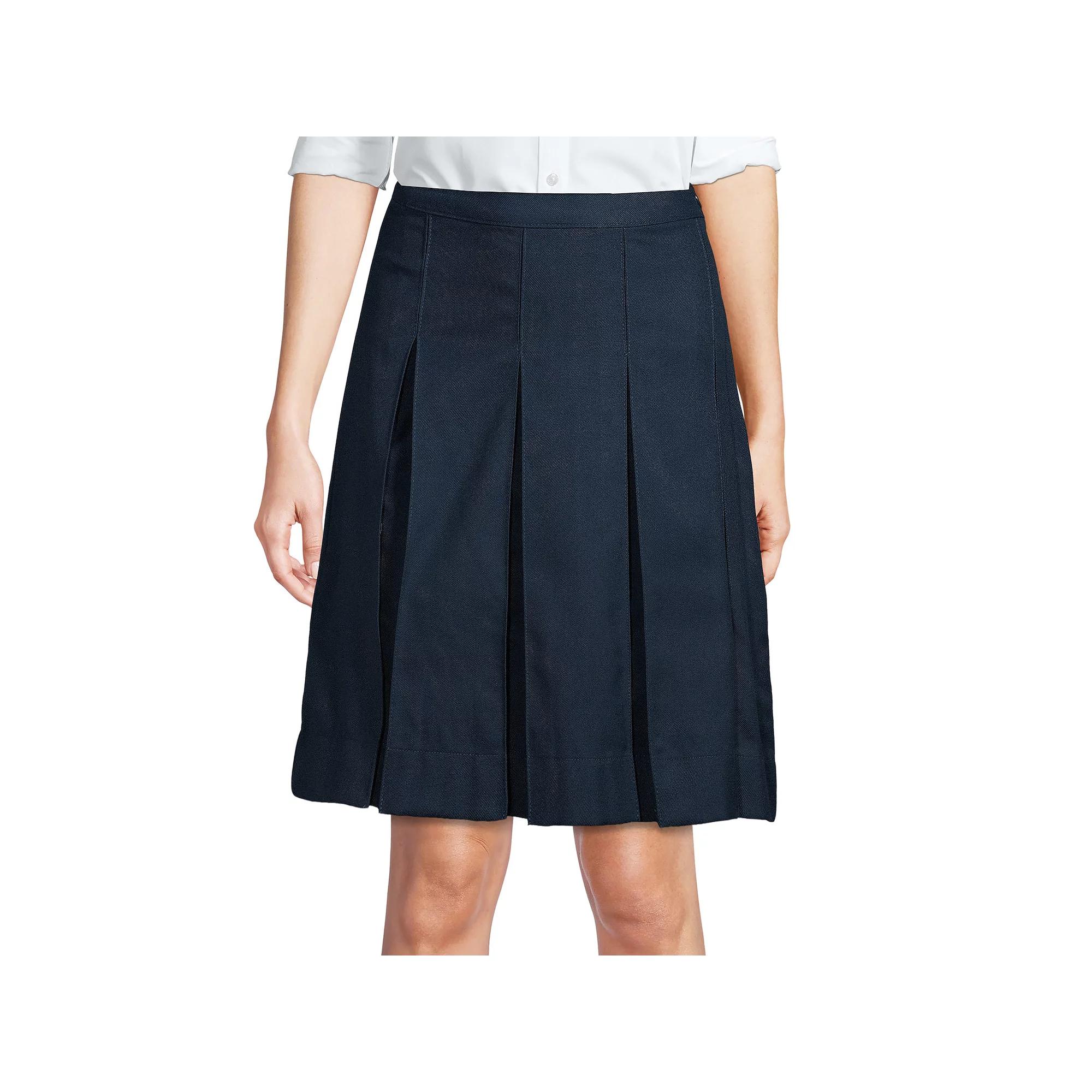 Women's Lands' End School Uniform Above the Knee Box Pleat Skirt,  Product Image