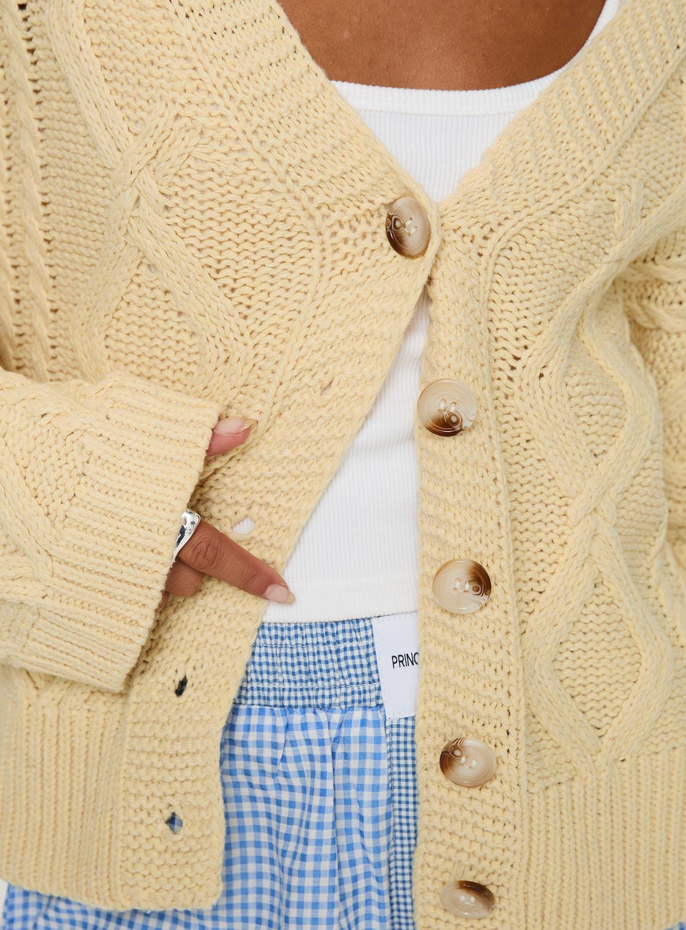 Daxtan Cable Cardigan Lemon Product Image