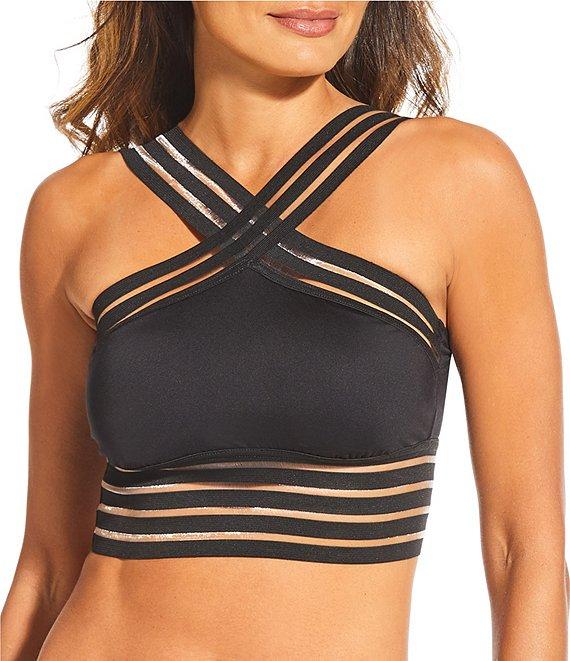 Gibson & Latimer Illusion Solid Banded High Waisted Swim Bottom Product Image