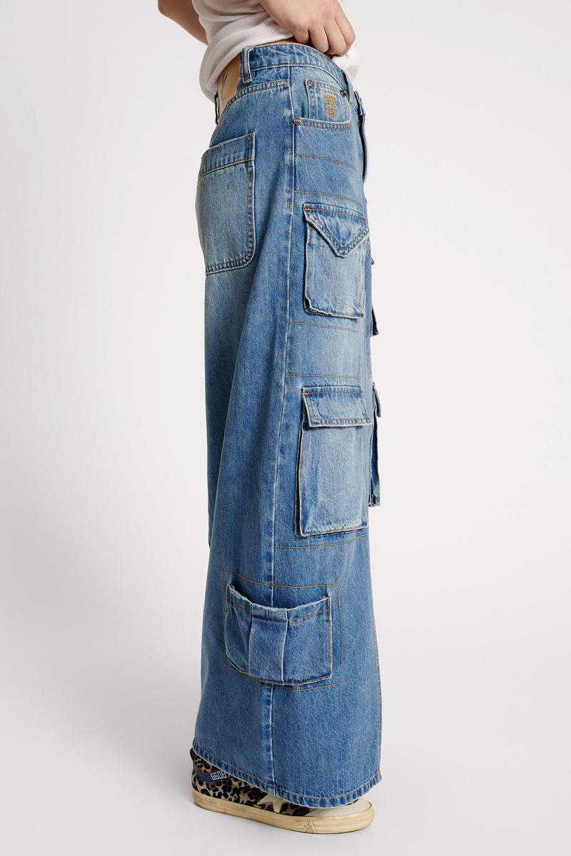 PACIFICA 90S CARGO POCKET COLUMN DENIM SKIRT Product Image