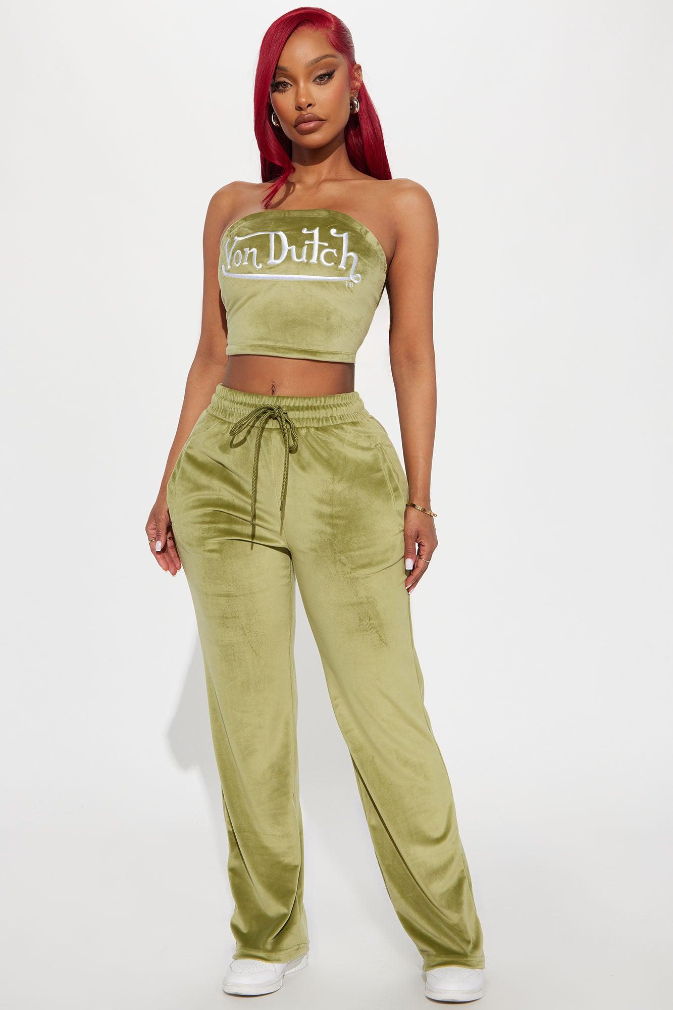 Von Dutch Velour Tube Top - Olive Product Image