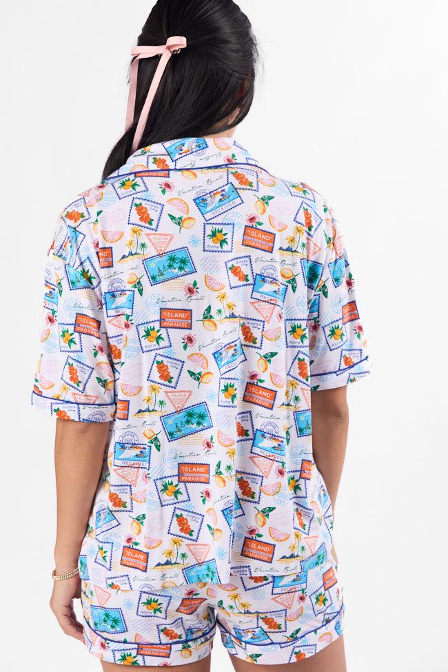 Under the Stars Postcards Short Sleeve Pajama Top FINAL SALE Product Image