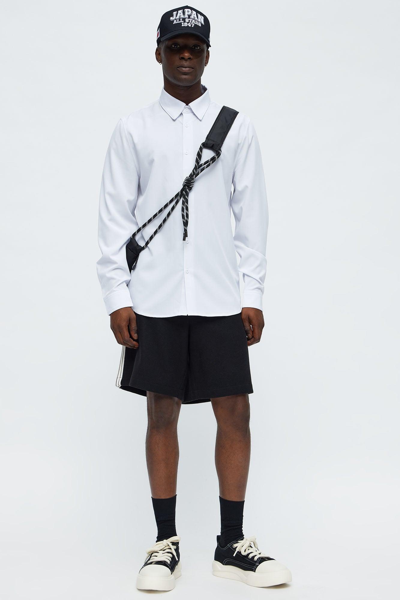 Slim Long Sleeve Stretch Shirt - White Product Image