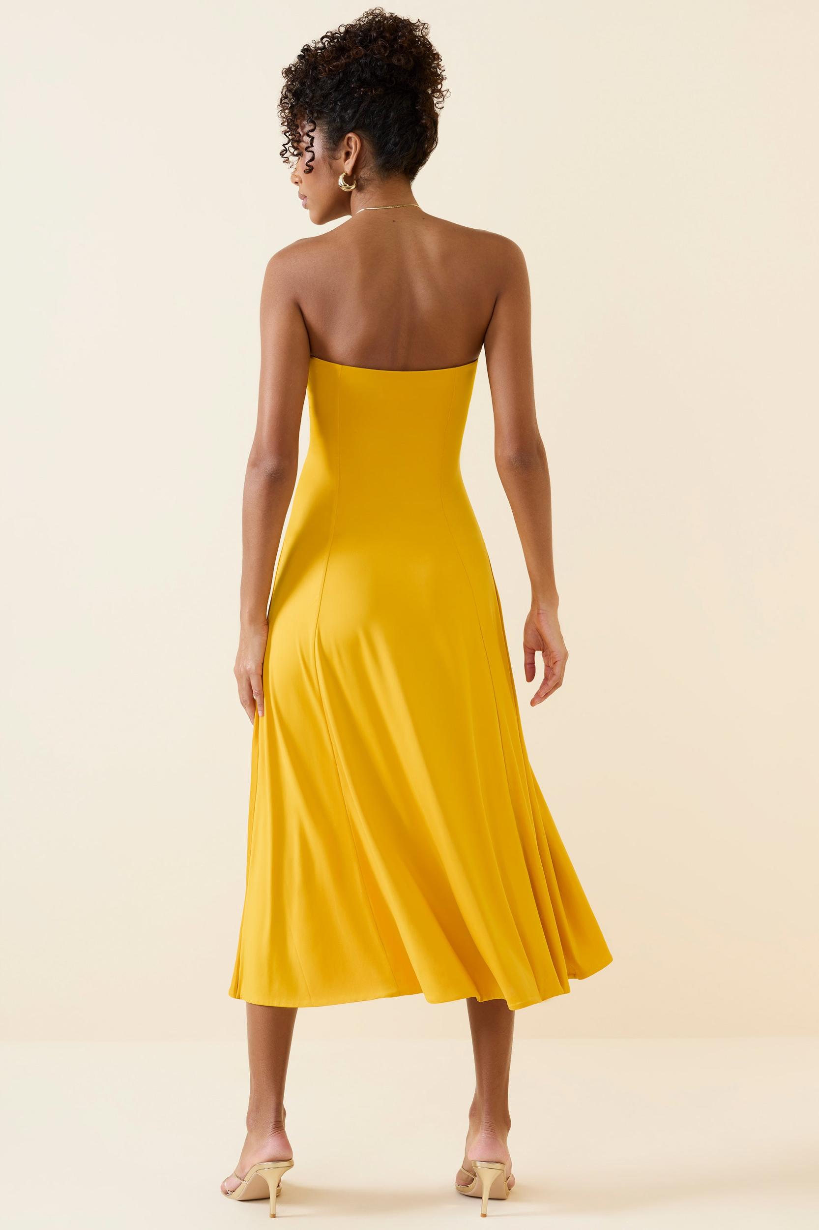 Slinky Jersey Strapless A-Line Midaxi Dress in Golden Yellow Female Product Image
