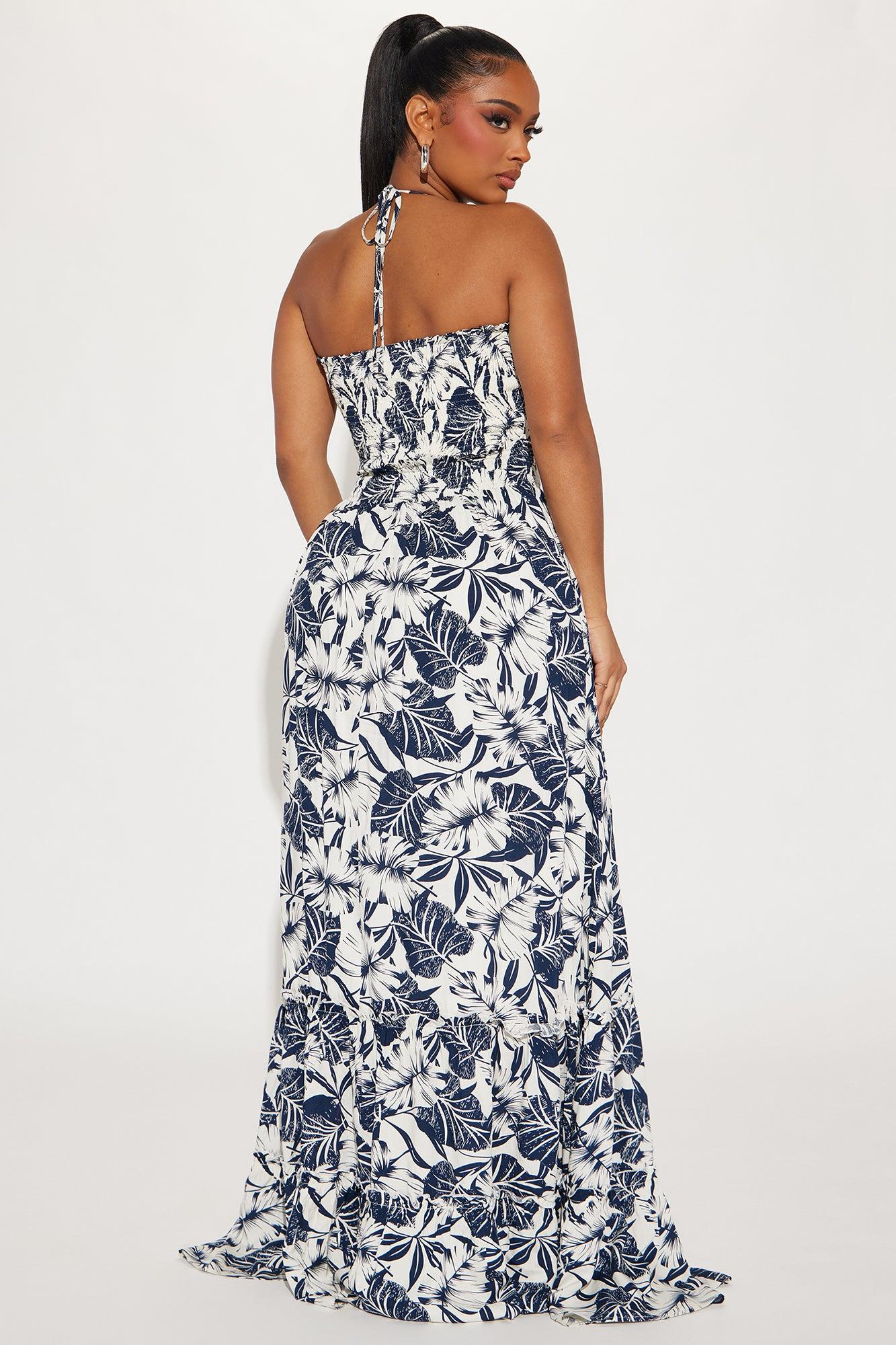 Bianca Tropical Maxi Dress - Navy/combo Product Image