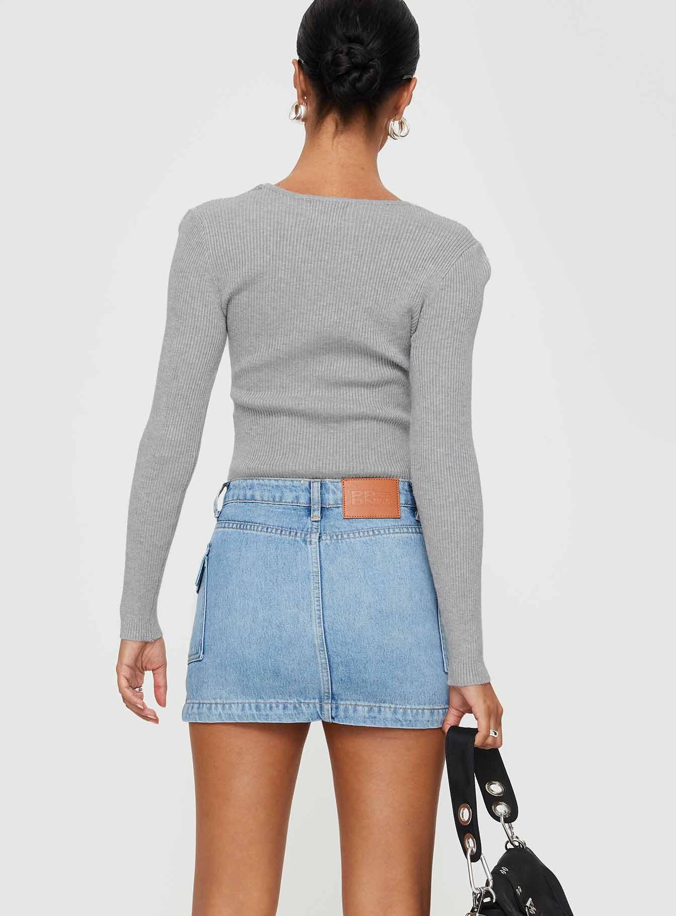 Zakai Cargo Denim Mini Skirt Ice Blue Petite Product Image