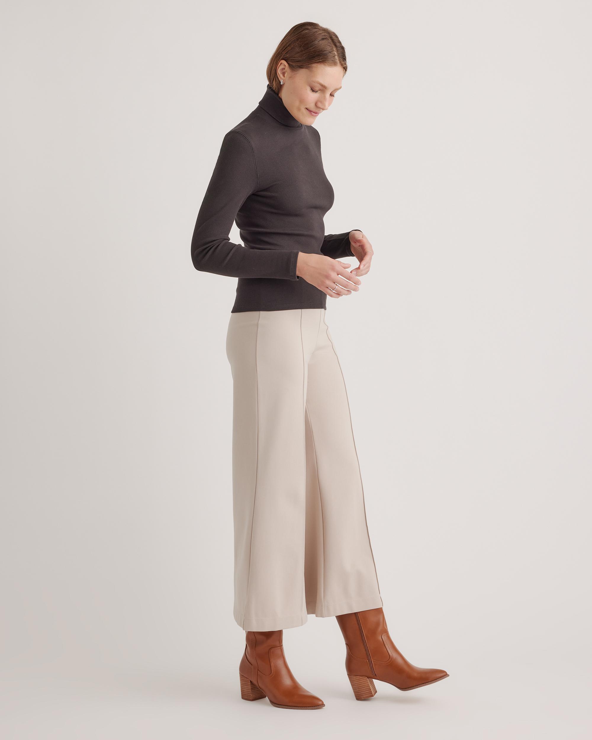 Quince | Women's Ultra-Stretch Ponte Super Wide Leg Ankle Pants Rayon Product Image