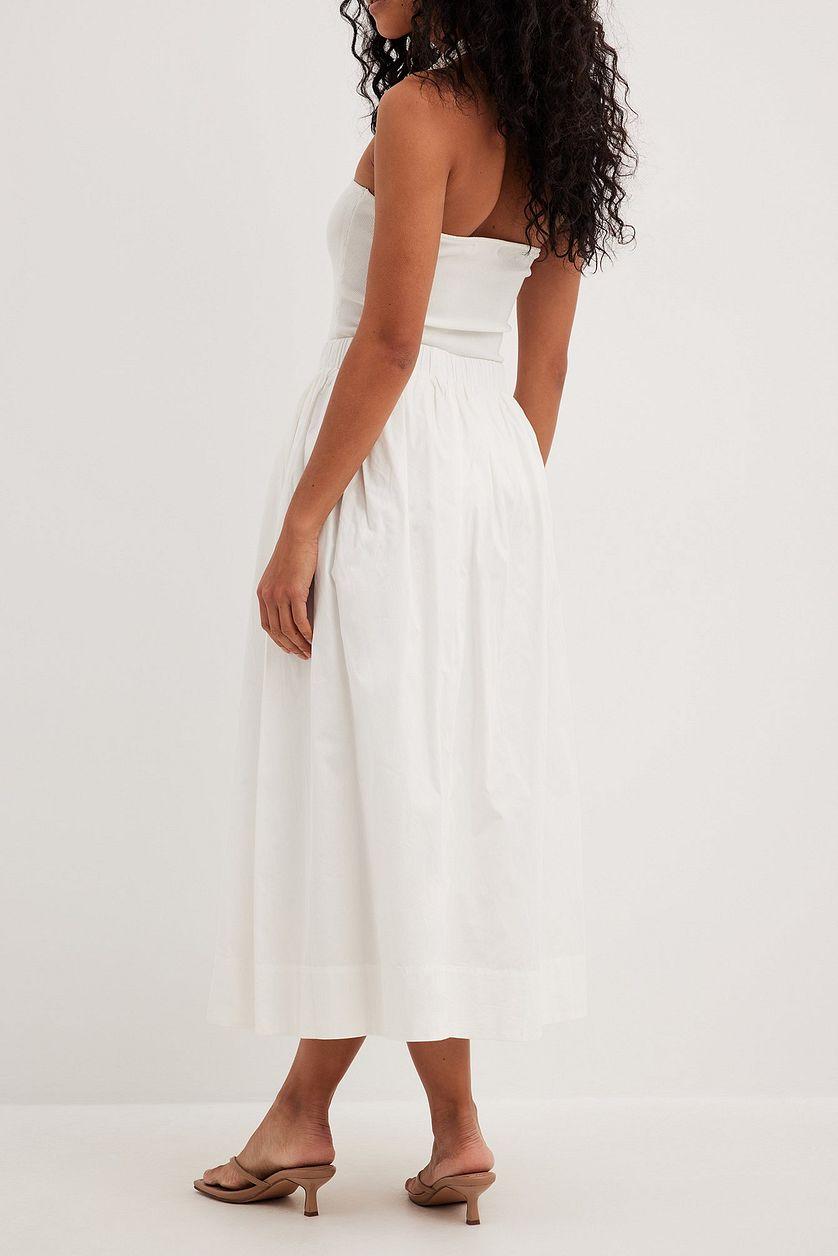 Elastic Waist Cotton Midi Skirt Product Image