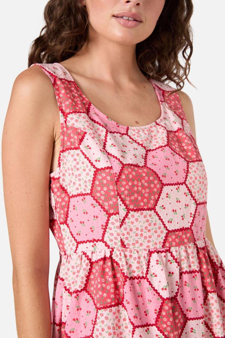 Patchwork Tiered Midi Dress Product Image