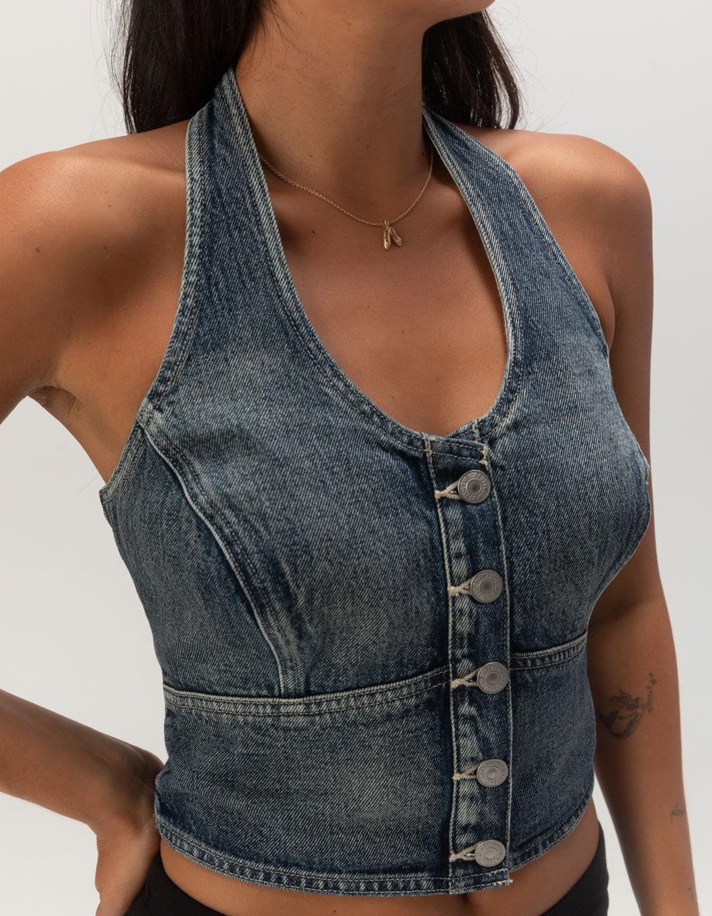LEVI'S Janeesah Womens Denim Halter Top - MEDIUM WASH Product Image