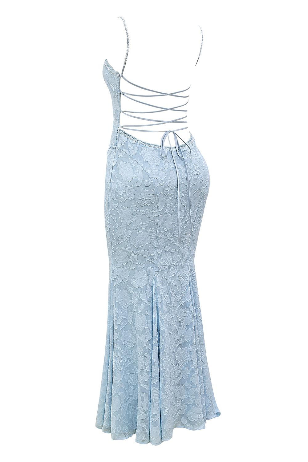 Joan  bluebell lace up back maxi dress Product Image