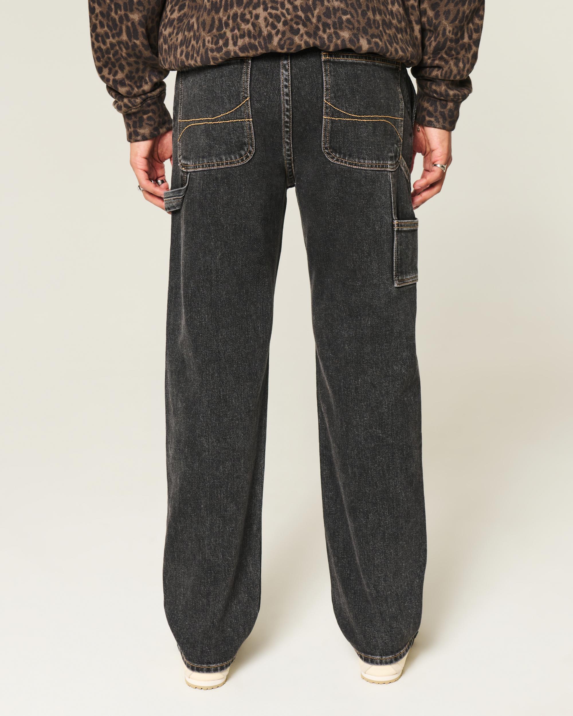Washed Black Loose Painter Jeans Product Image