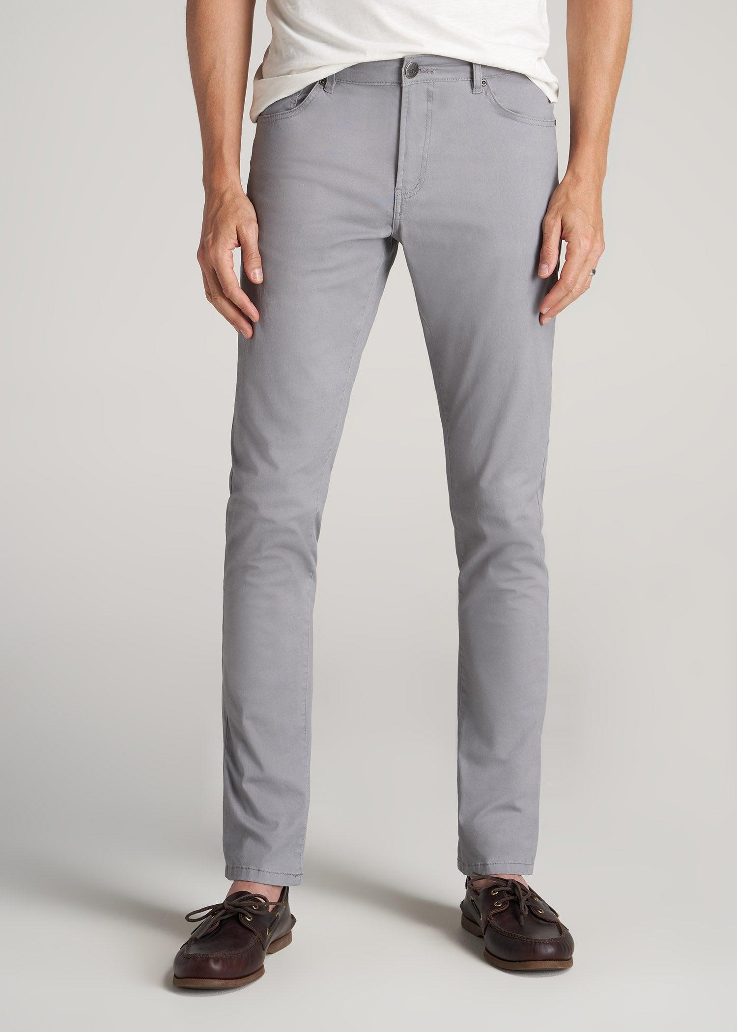 Carman TAPERED Fit Five Pocket Pants for Tall Men in Pebble Grey Male Product Image