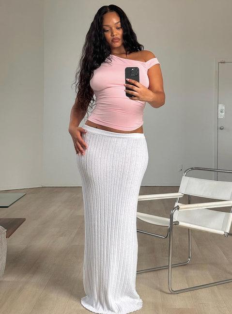 Belle Knit Maxi Skirt White Product Image