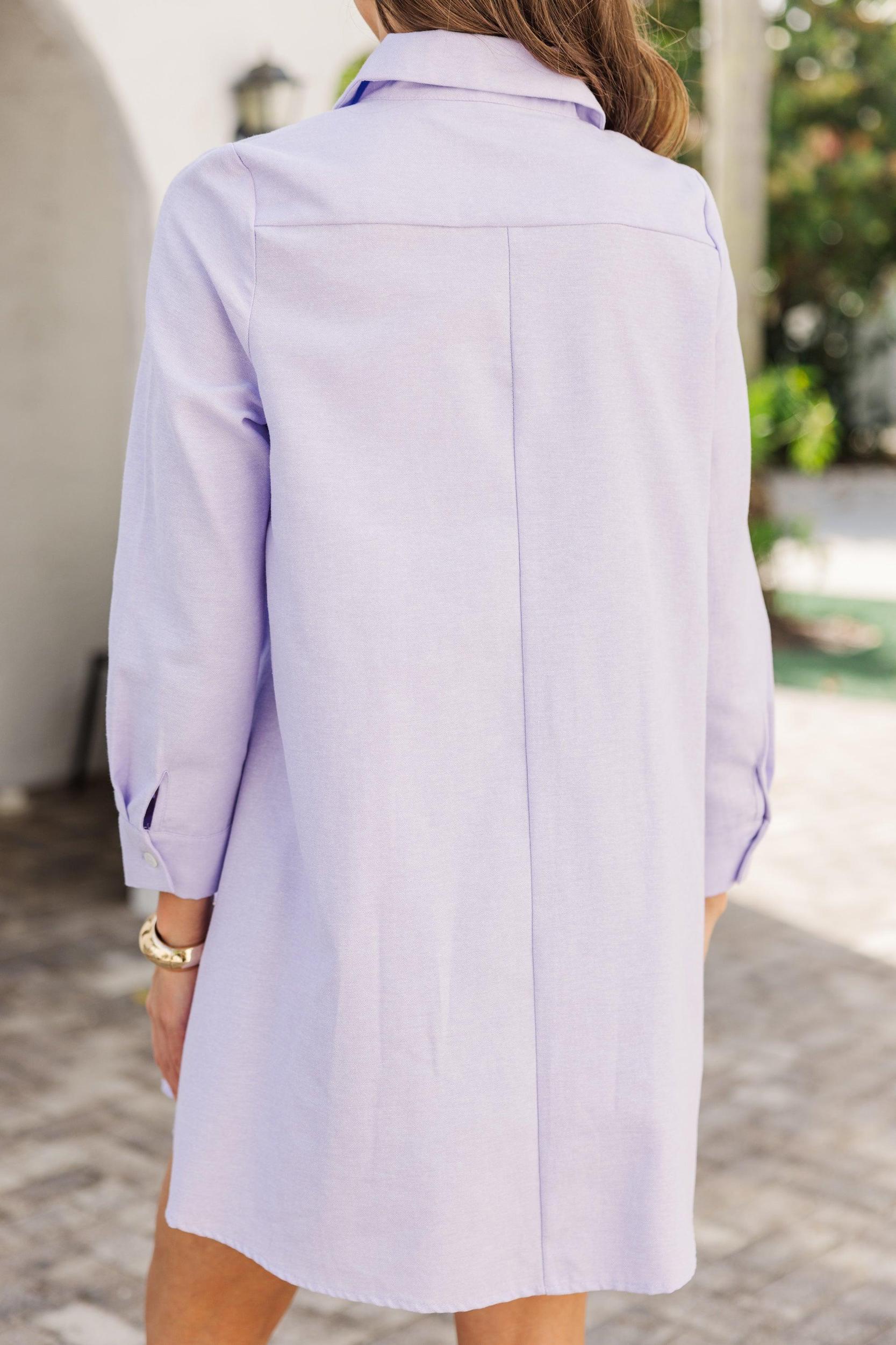 Hanging On Every Word Lavender Purple Shirt Dress Female Product Image