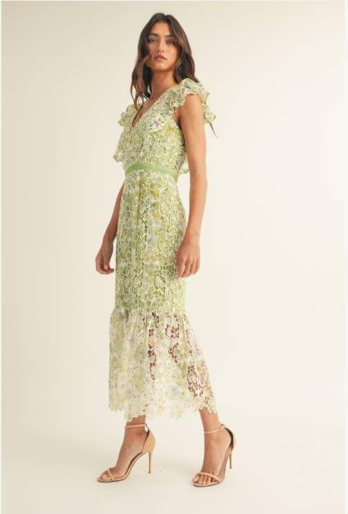 Crochet Lace Sleeveless Midi Dress Product Image