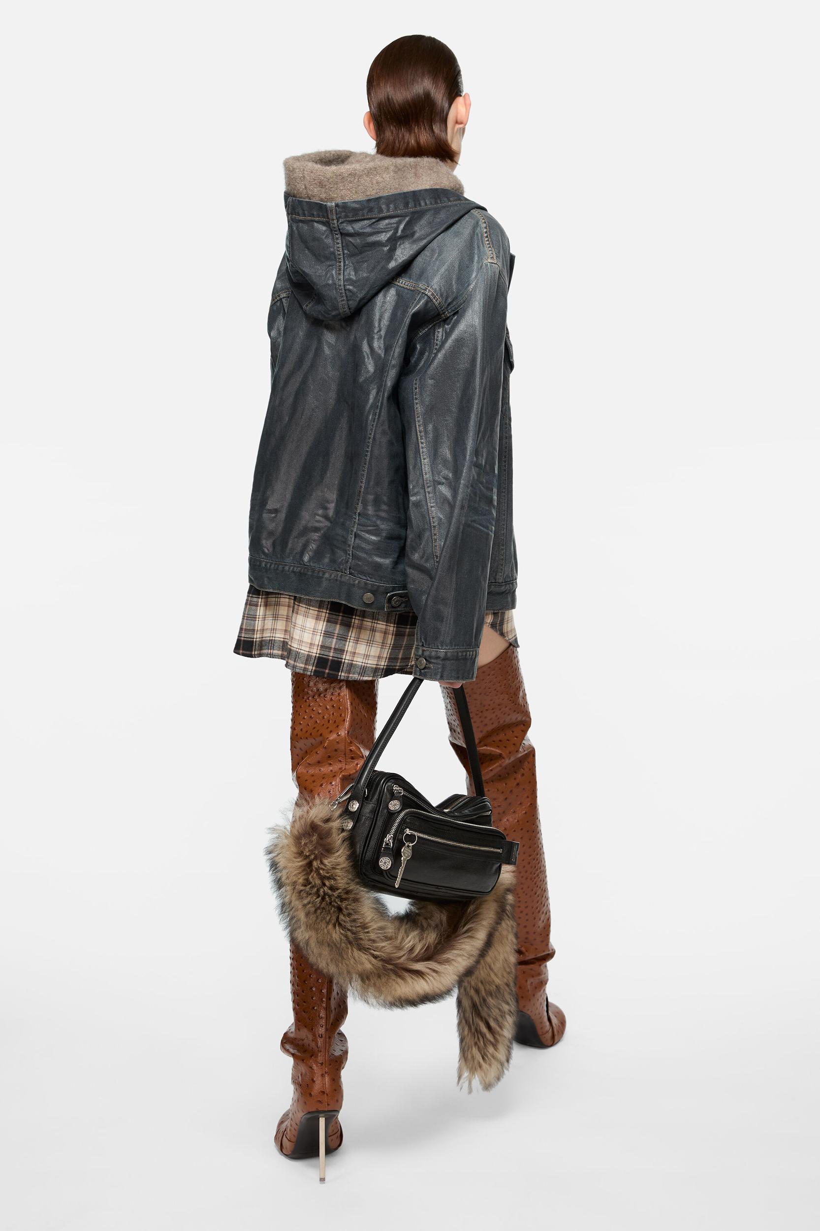 Denim jacket with hood Product Image